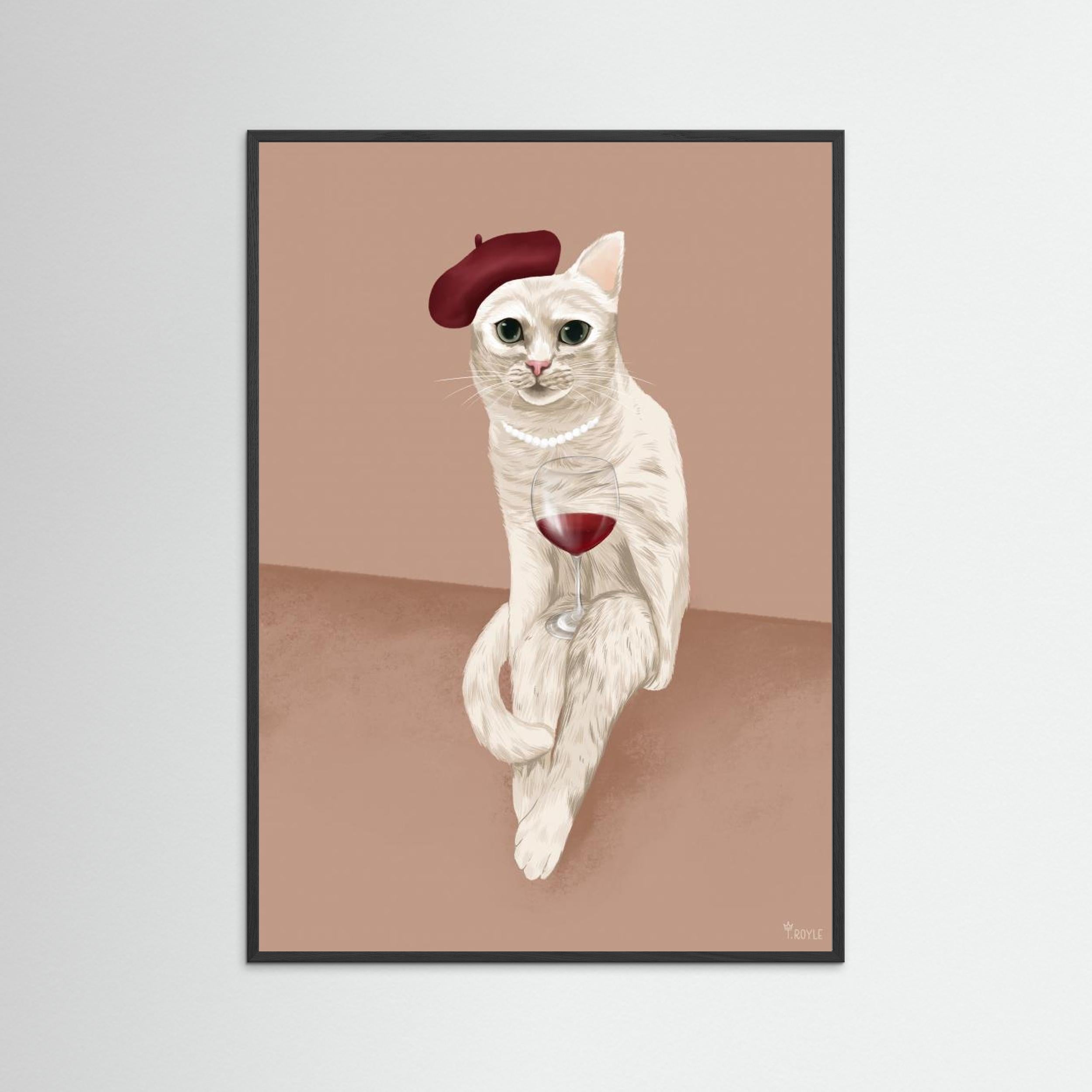 Classy Wine Cat by Tara Royle