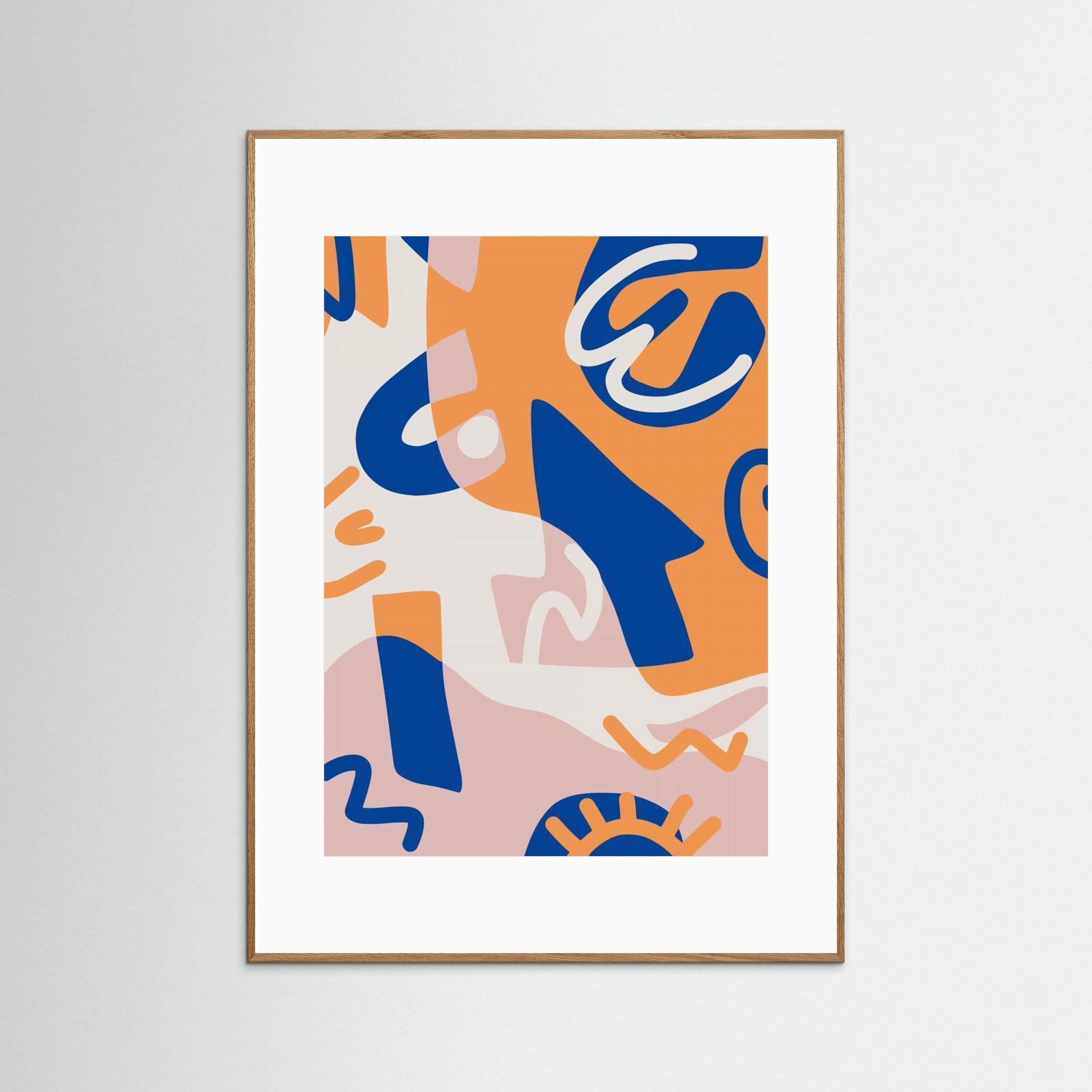 Abstract Shapes In Blue and Orange by Little Dean