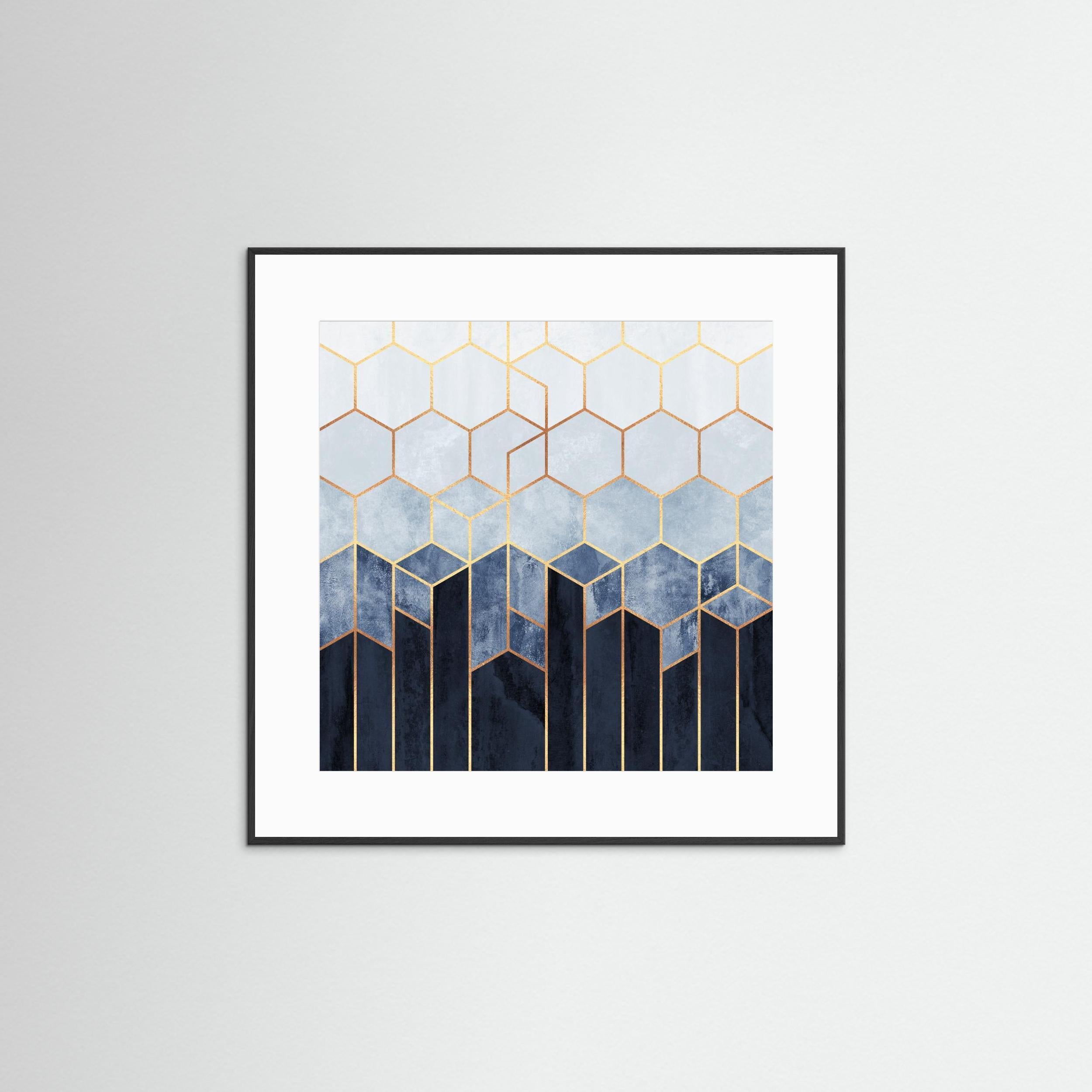 Soft Blue Hexagons by Elisabeth Fredriksson