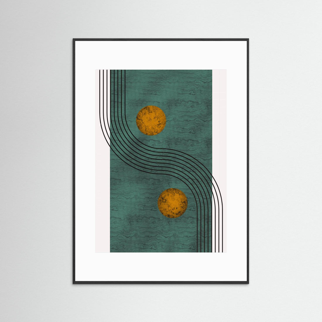 Aquamarine Marble With Golden Sphere by Little Dean