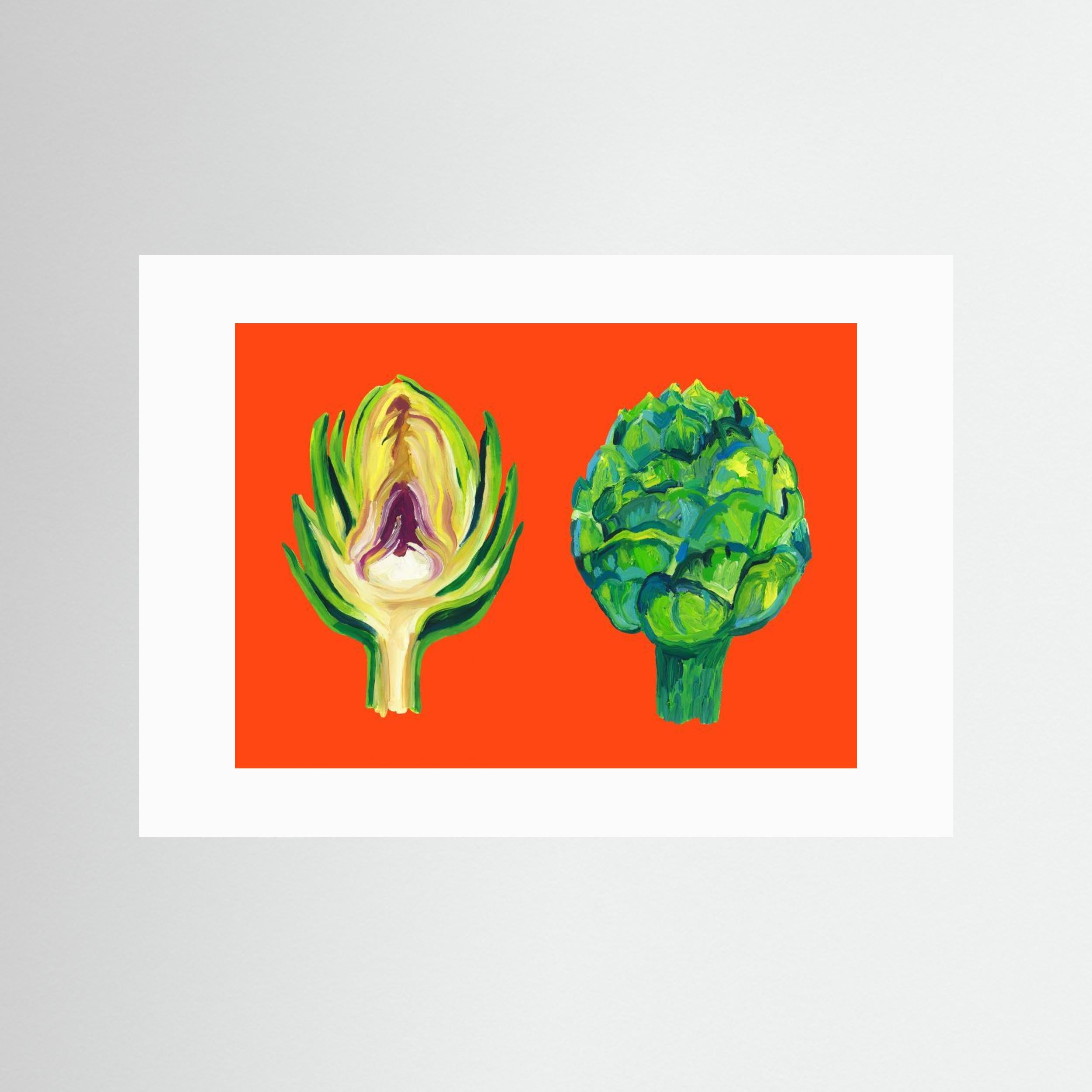 Artichokes On Orange by Alice Straker