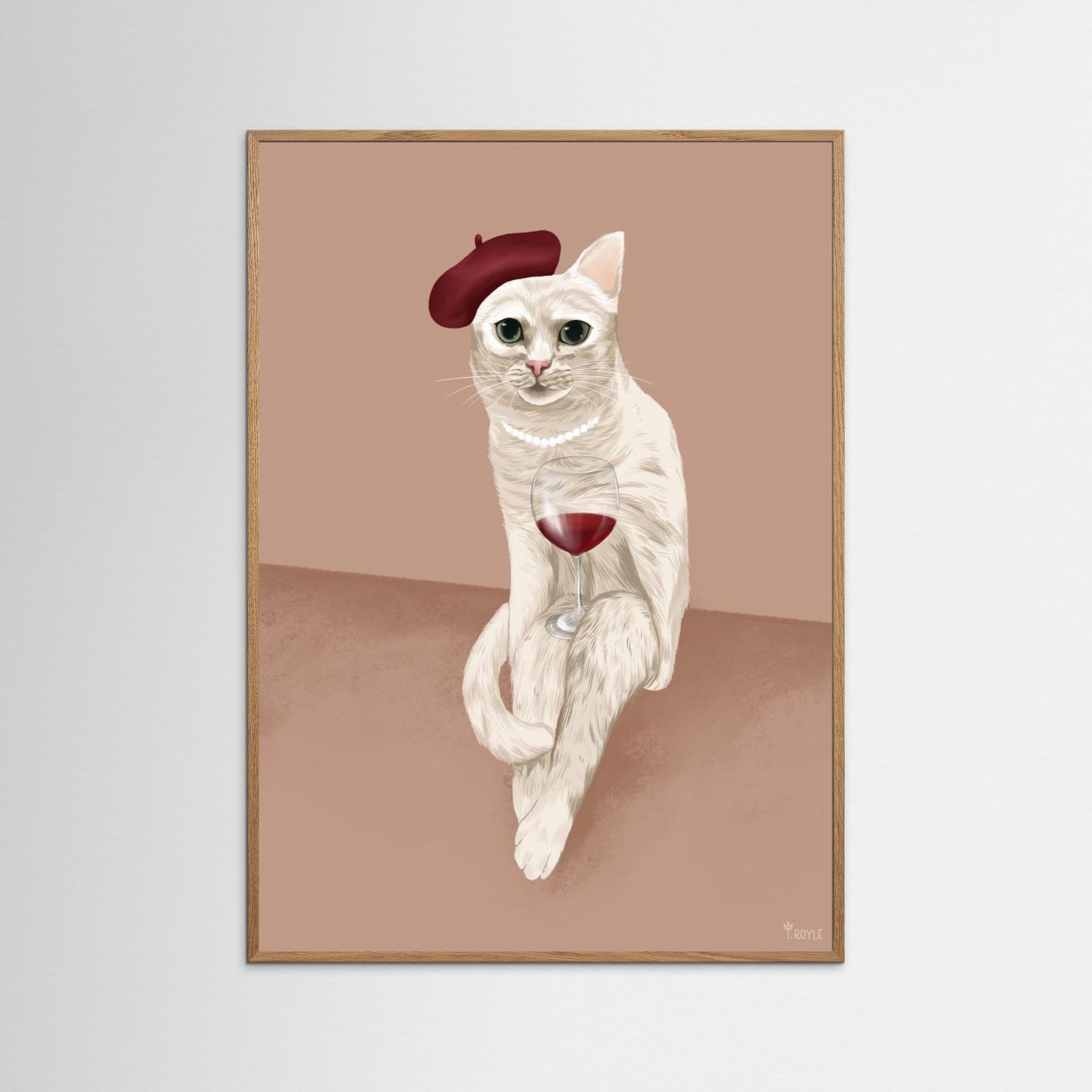 Classy Wine Cat by Tara Royle