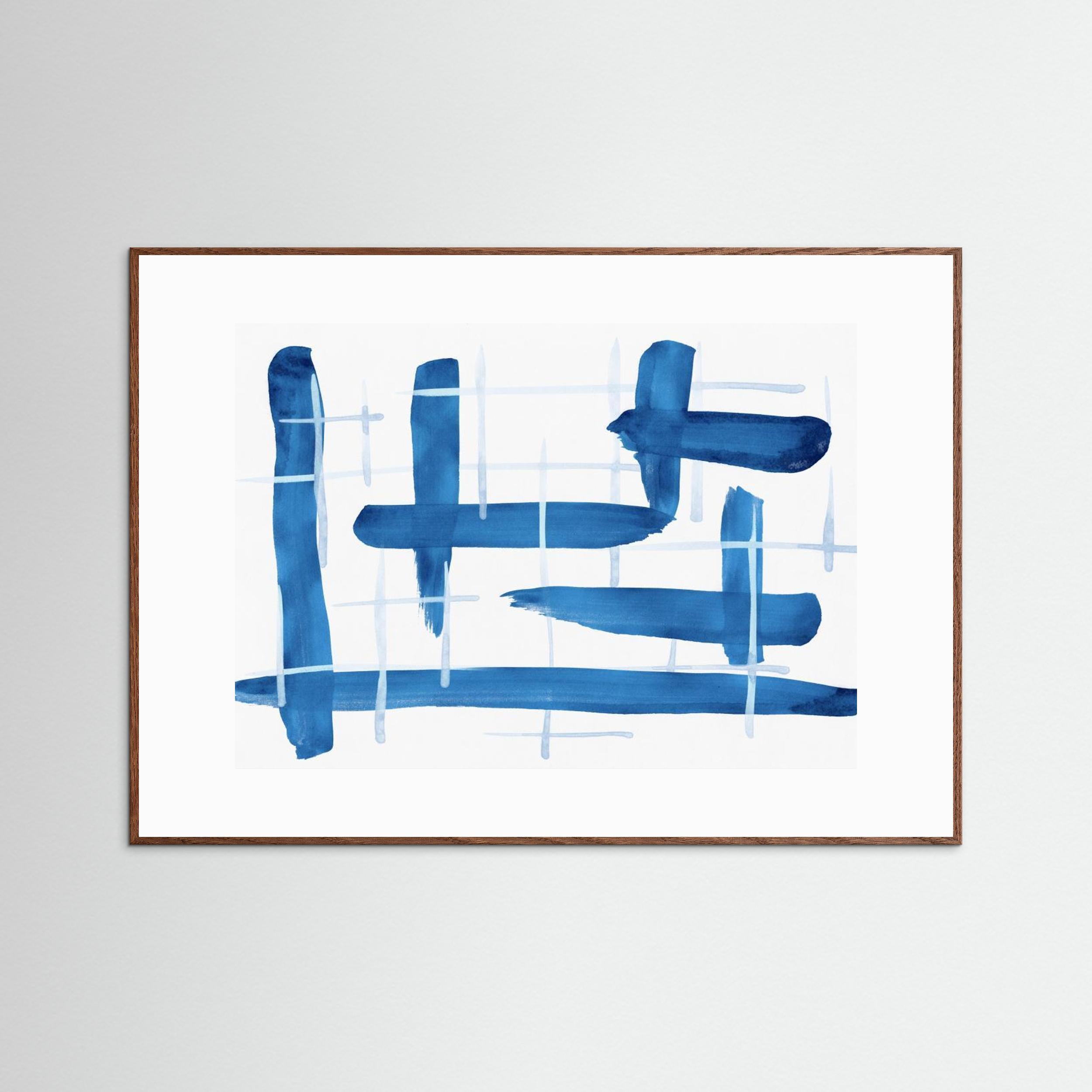 Abstract Lines Blue and White 04 by Amini54