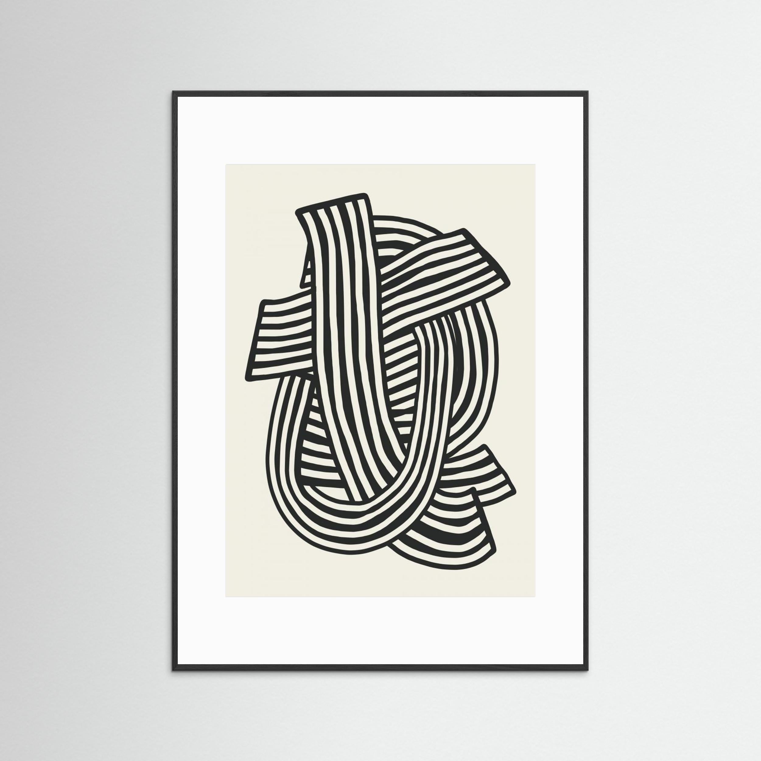 Striped Abstract In Black by Little Dean