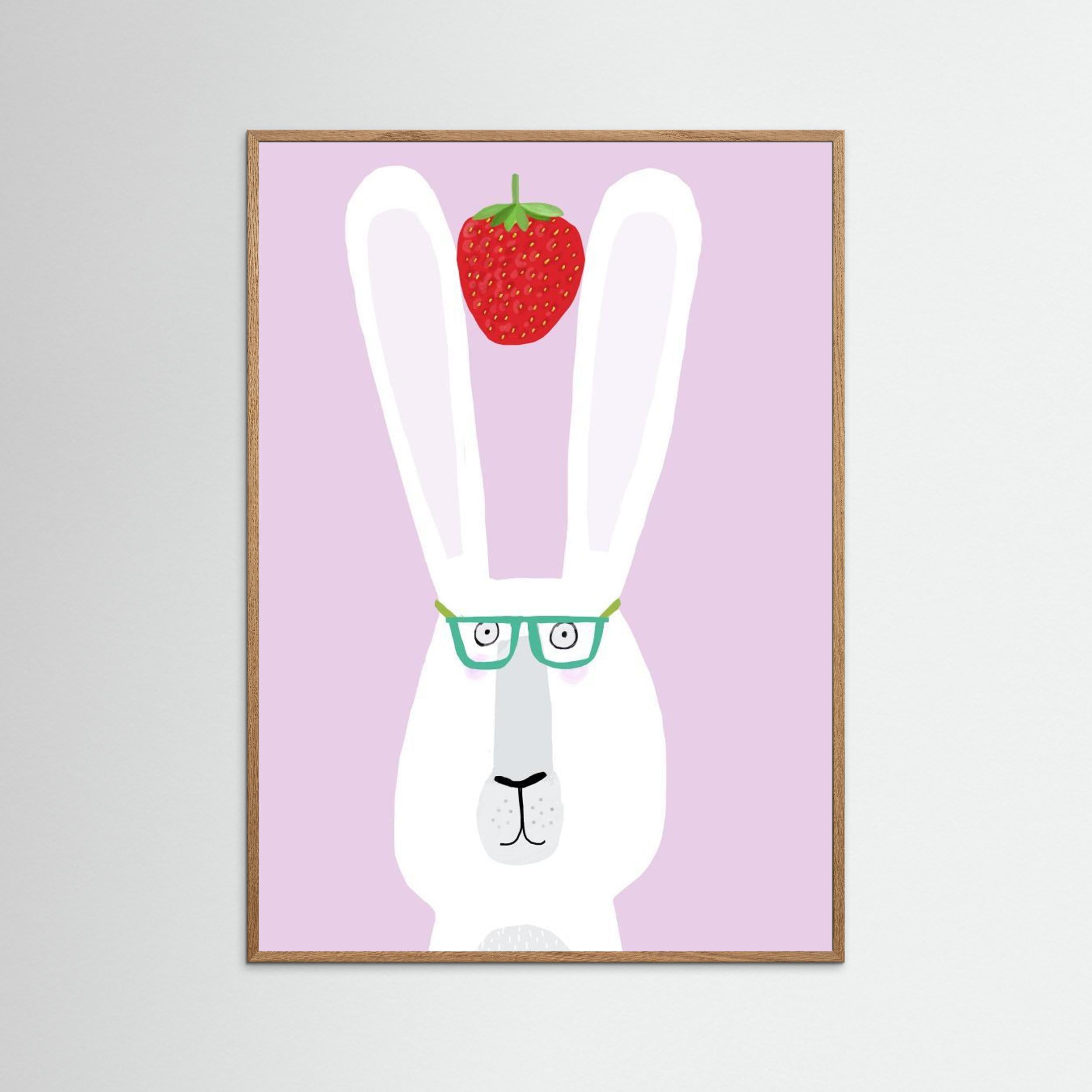 Funny Rabbit with Strawberry by Carla Daly