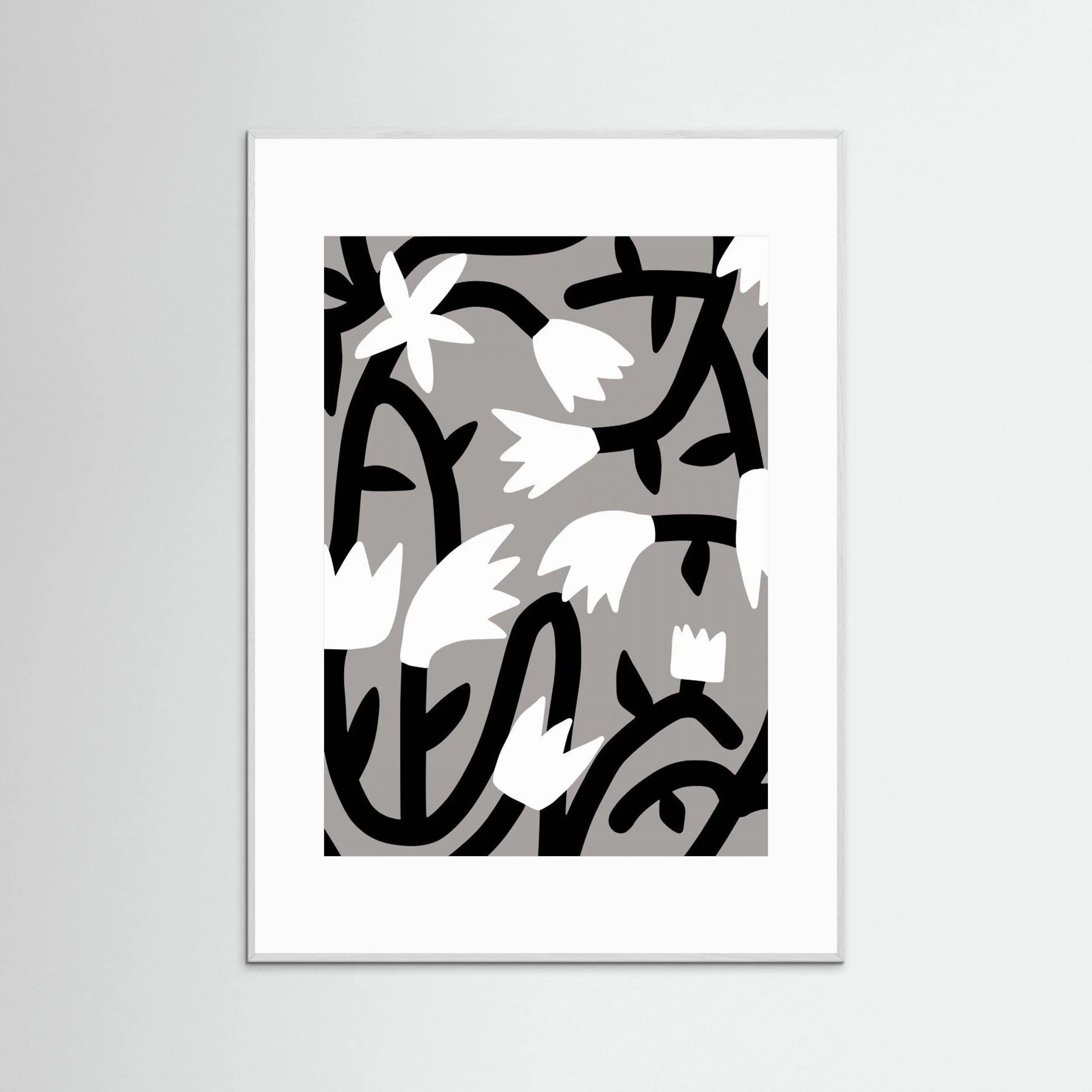 Black and White Bloom Vine by Little Dean - Fine Art Paper Print - dreamtprint.art - 14 x 21 cm / 5 x 8″ (A5)