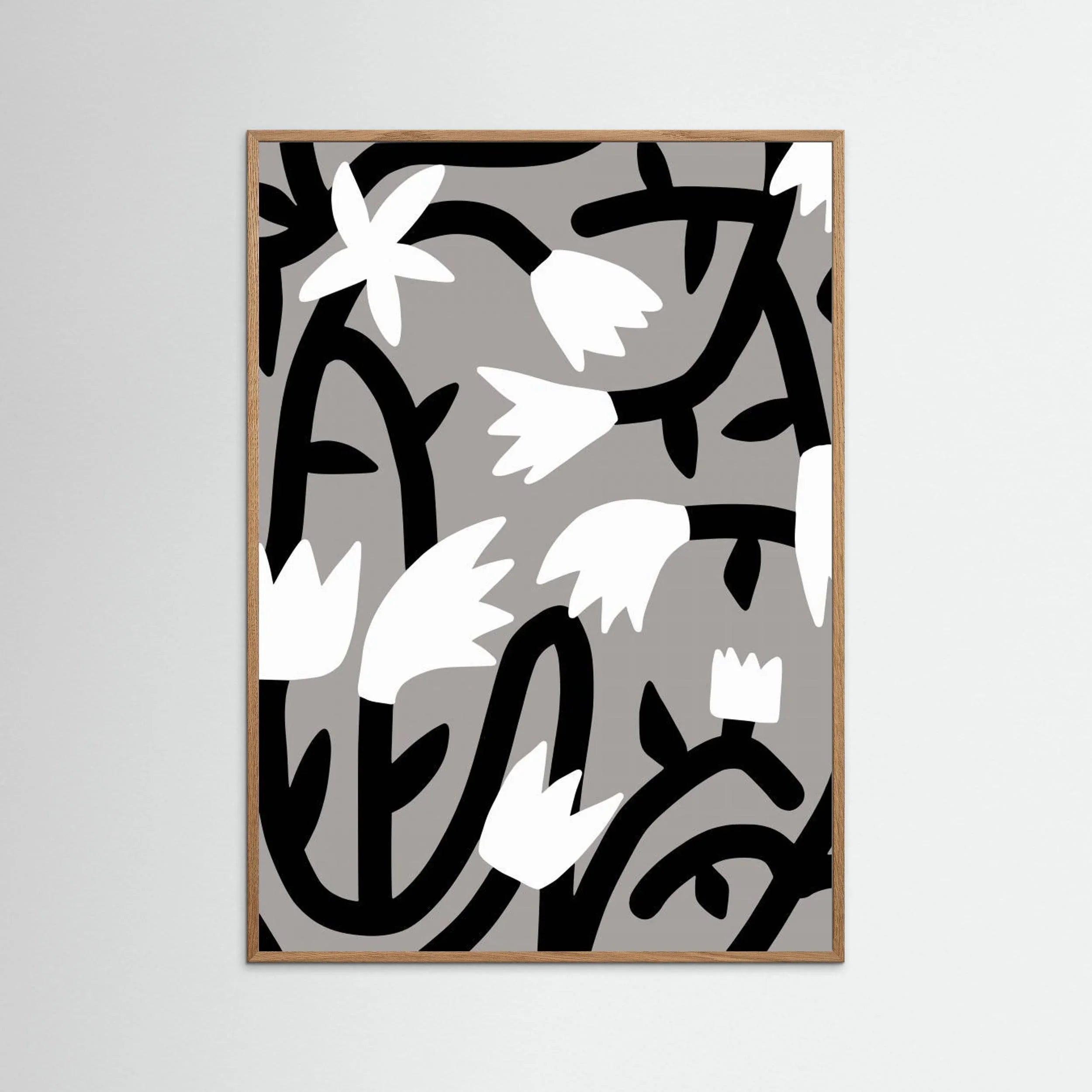 Black and White Bloom Vine by Little Dean - Fine Art Paper Print - dreamtprint.art - 14 x 21 cm / 5 x 8″ (A5)