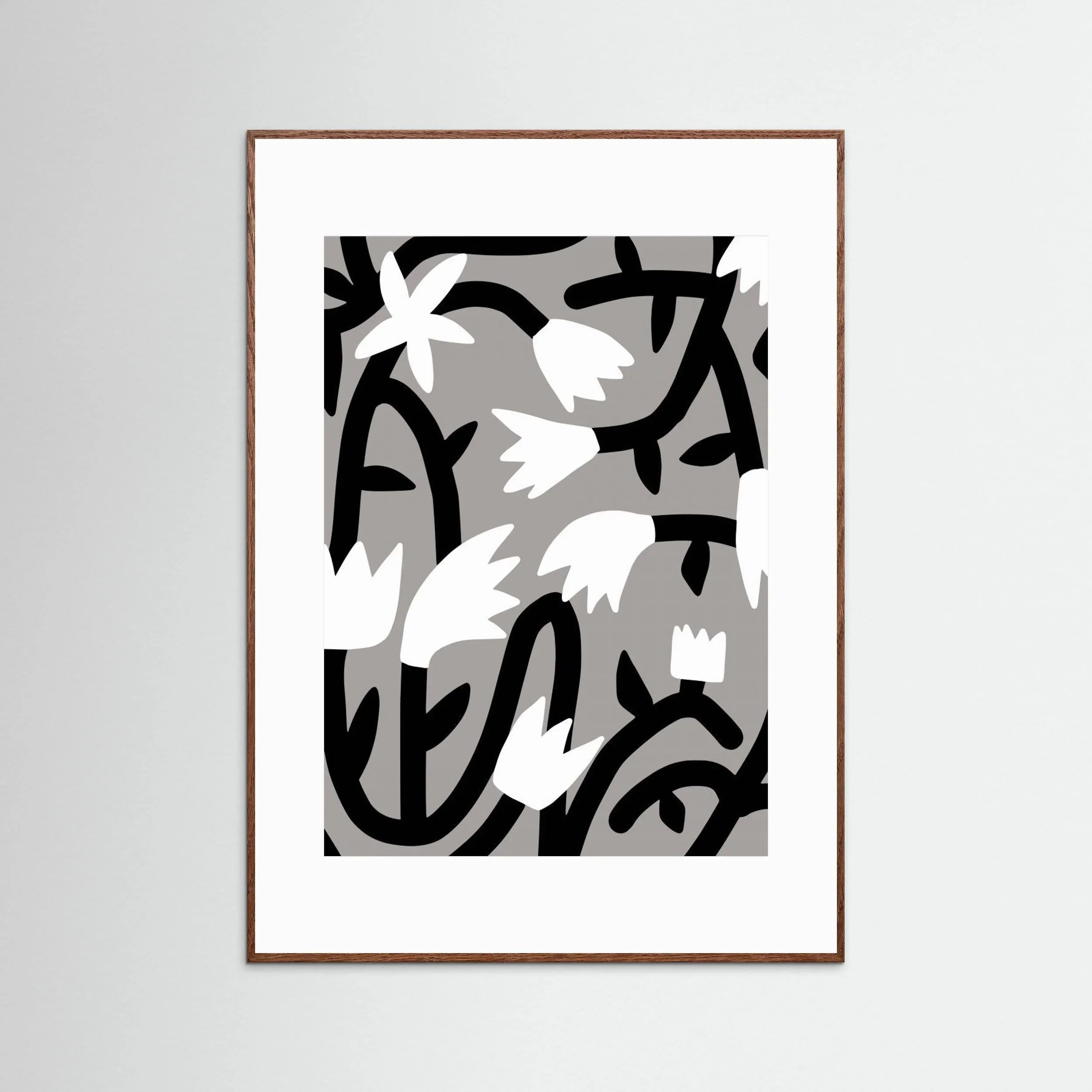 Black and White Bloom Vine by Little Dean - Fine Art Paper Print - dreamtprint.art - 14 x 21 cm / 5 x 8″ (A5)