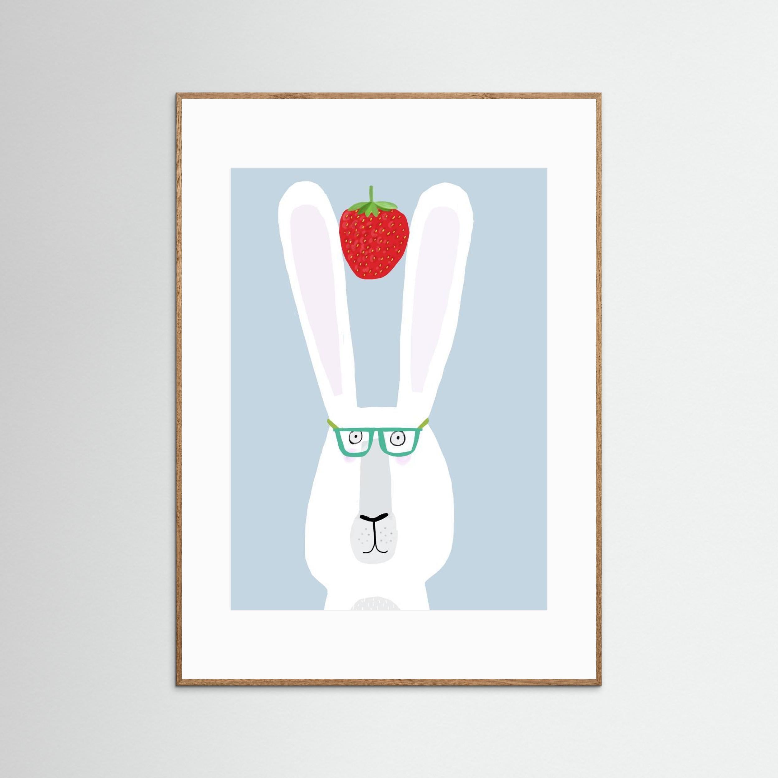 Funny Rabbit with Strawberry by Carla Daly