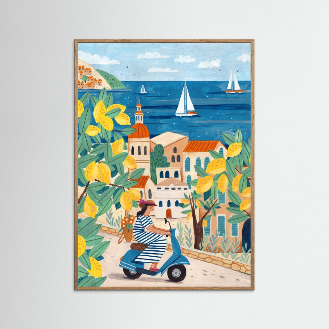 Travel poster woman on the Amalfi coast, Italy by Caroline Bonne Müller