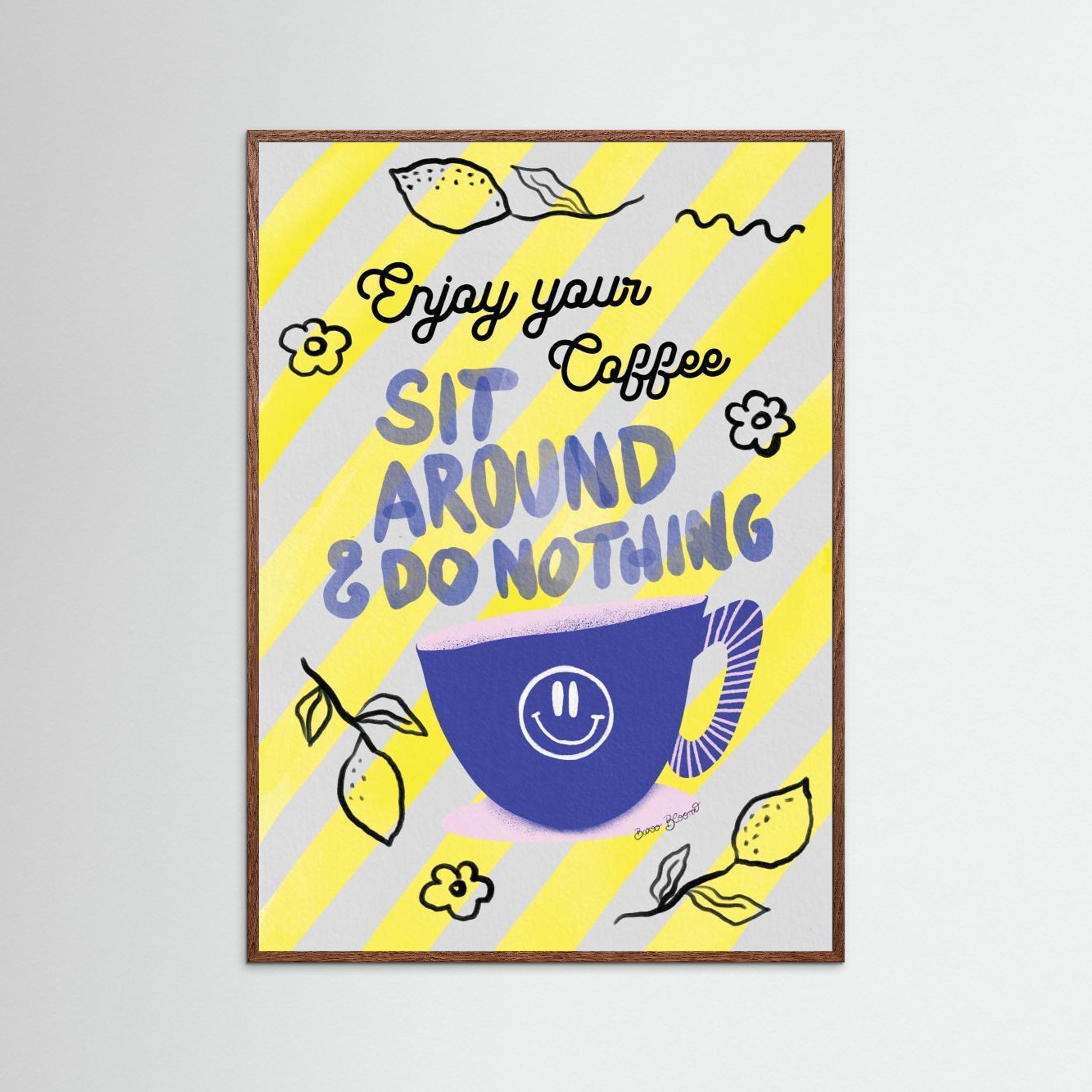 Enjoy Coffee by Baroo Bloom - Fine Art Paper Print - dreamtprint.art - 14 x 21 cm / 5 x 8″ (A5)