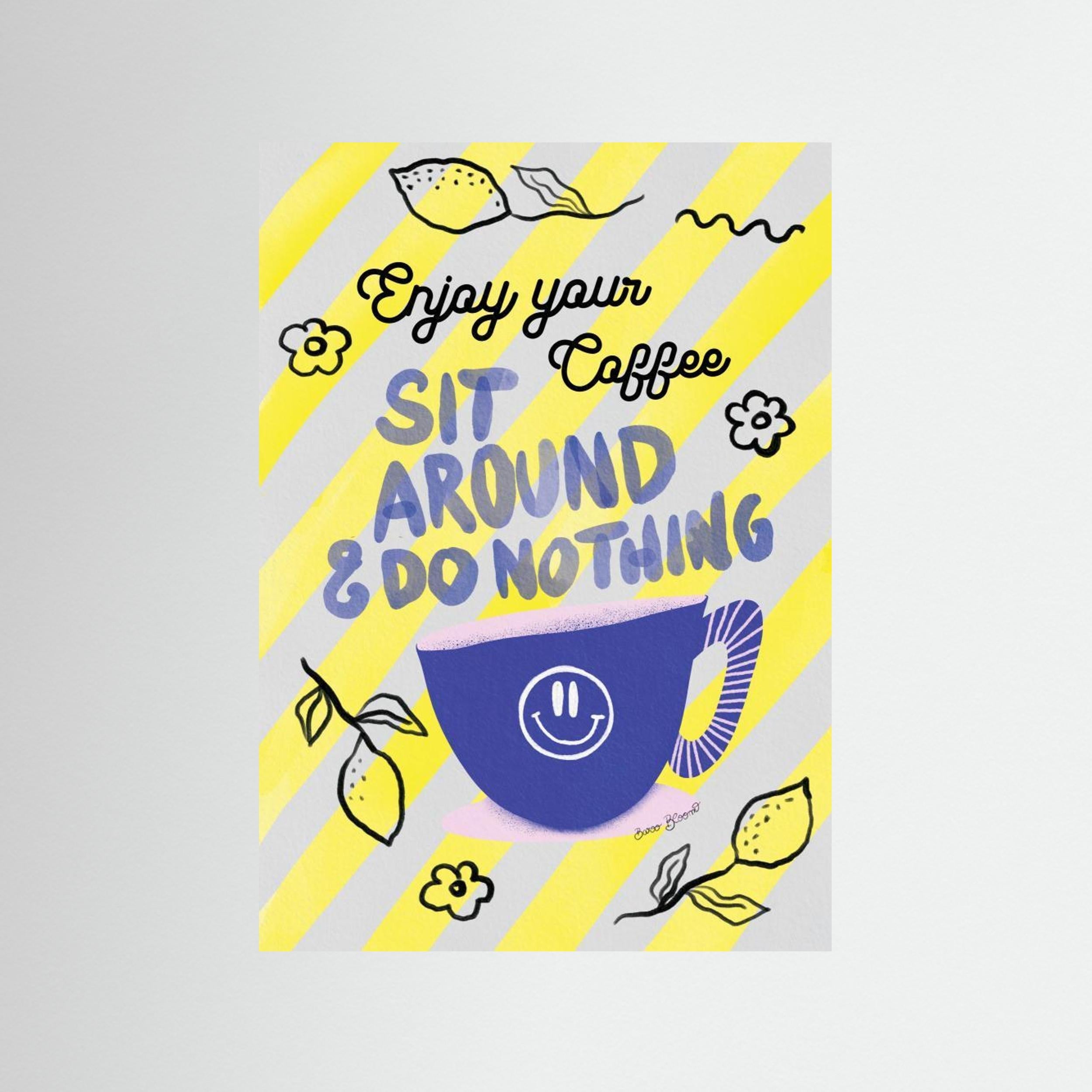 Enjoy Coffee by Baroo Bloom - Fine Art Paper Print - dreamtprint.art - 14 x 21 cm / 5 x 8″ (A5)