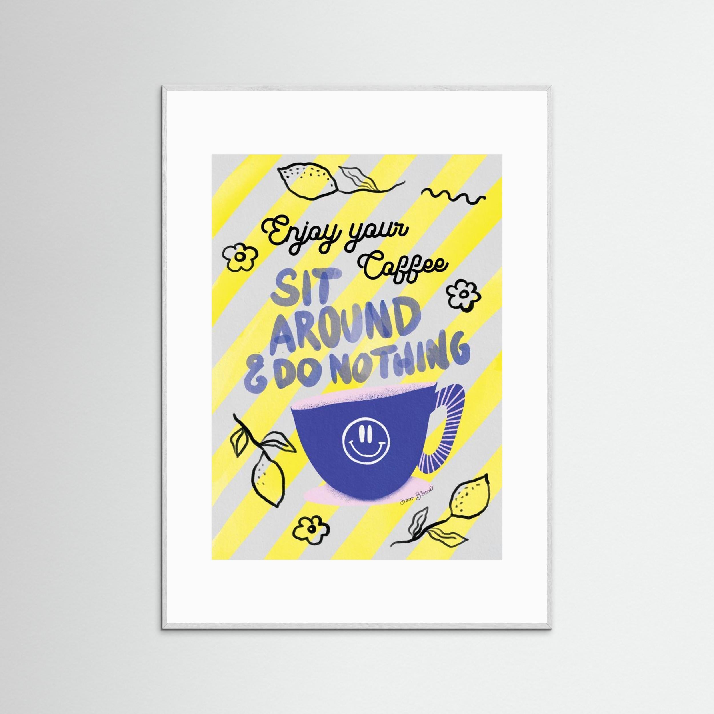 Enjoy Coffee by Baroo Bloom - Fine Art Paper Print - dreamtprint.art - 14 x 21 cm / 5 x 8″ (A5)