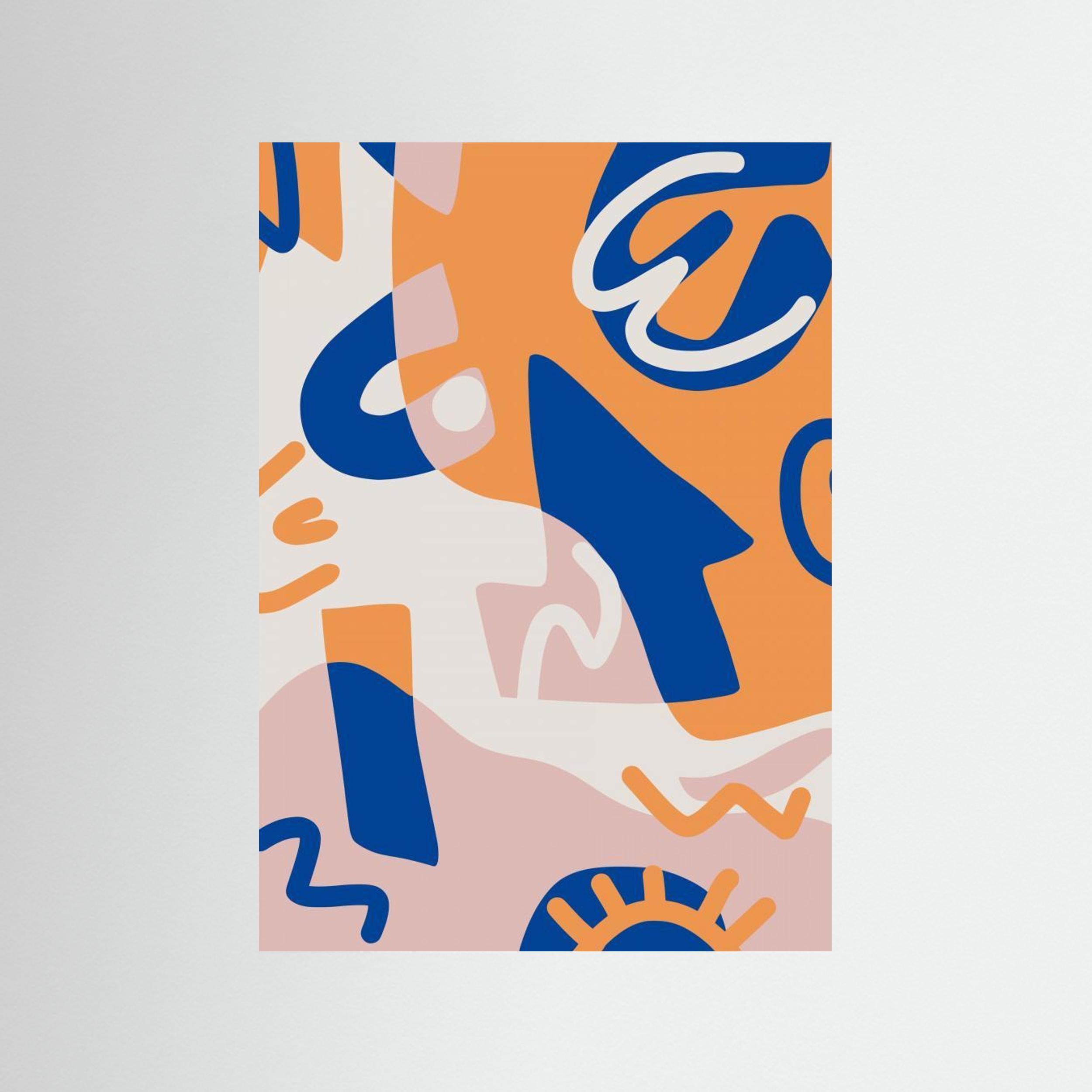 Abstract Shapes In Blue and Orange by Little Dean