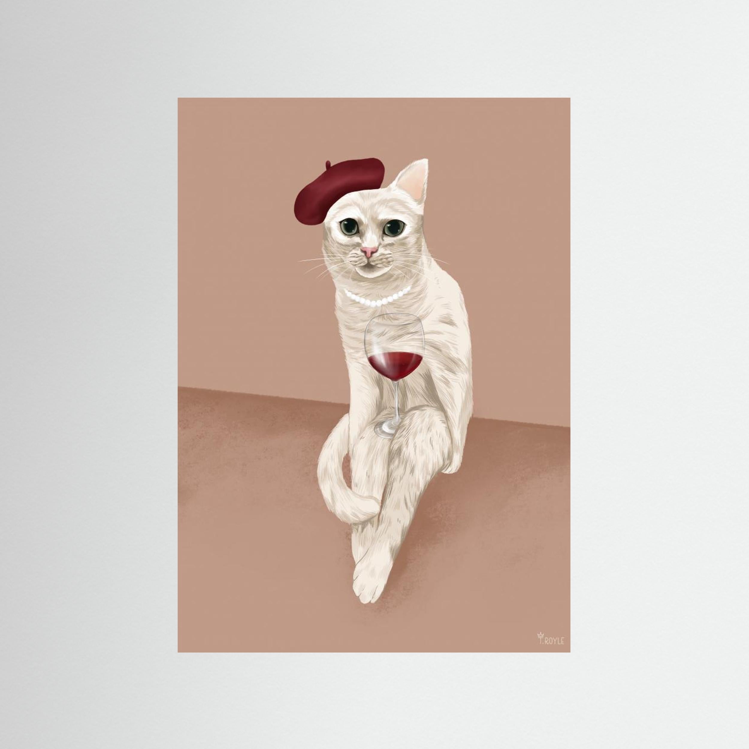 Classy Wine Cat by Tara Royle