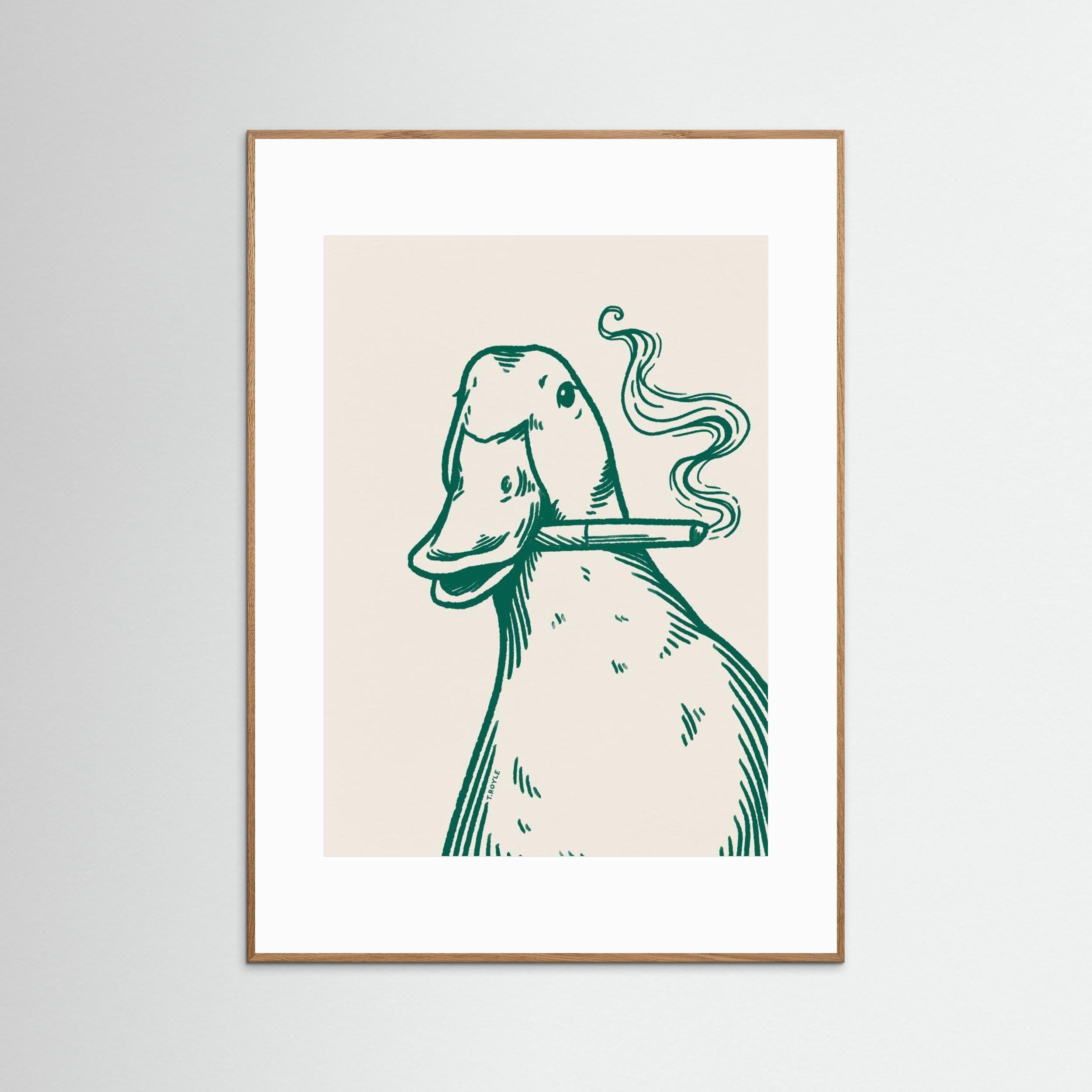 Smoking Duck in green by Tara Royle