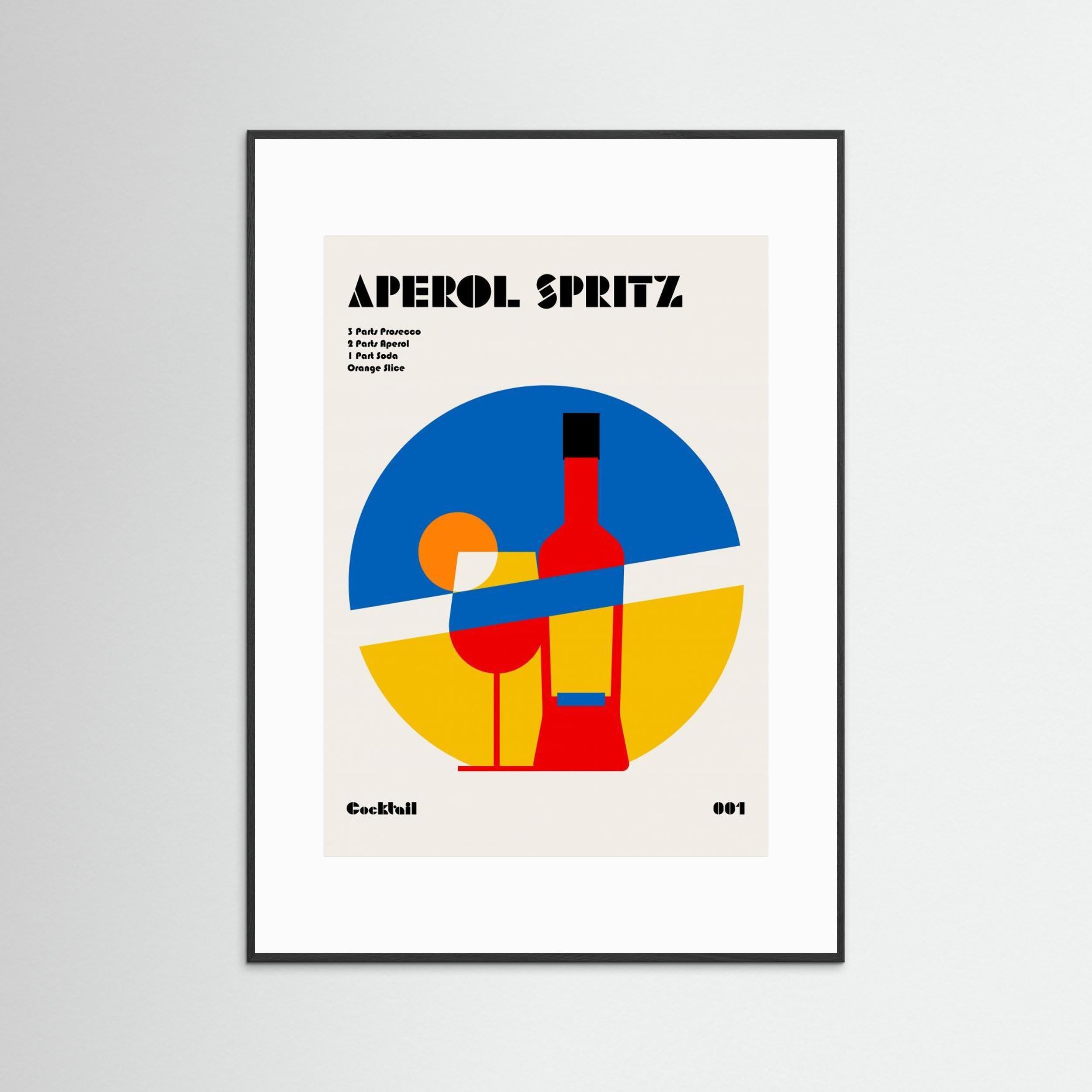 Aperol Spritz Cocktail Bauhaus Art Print by Retrodrome