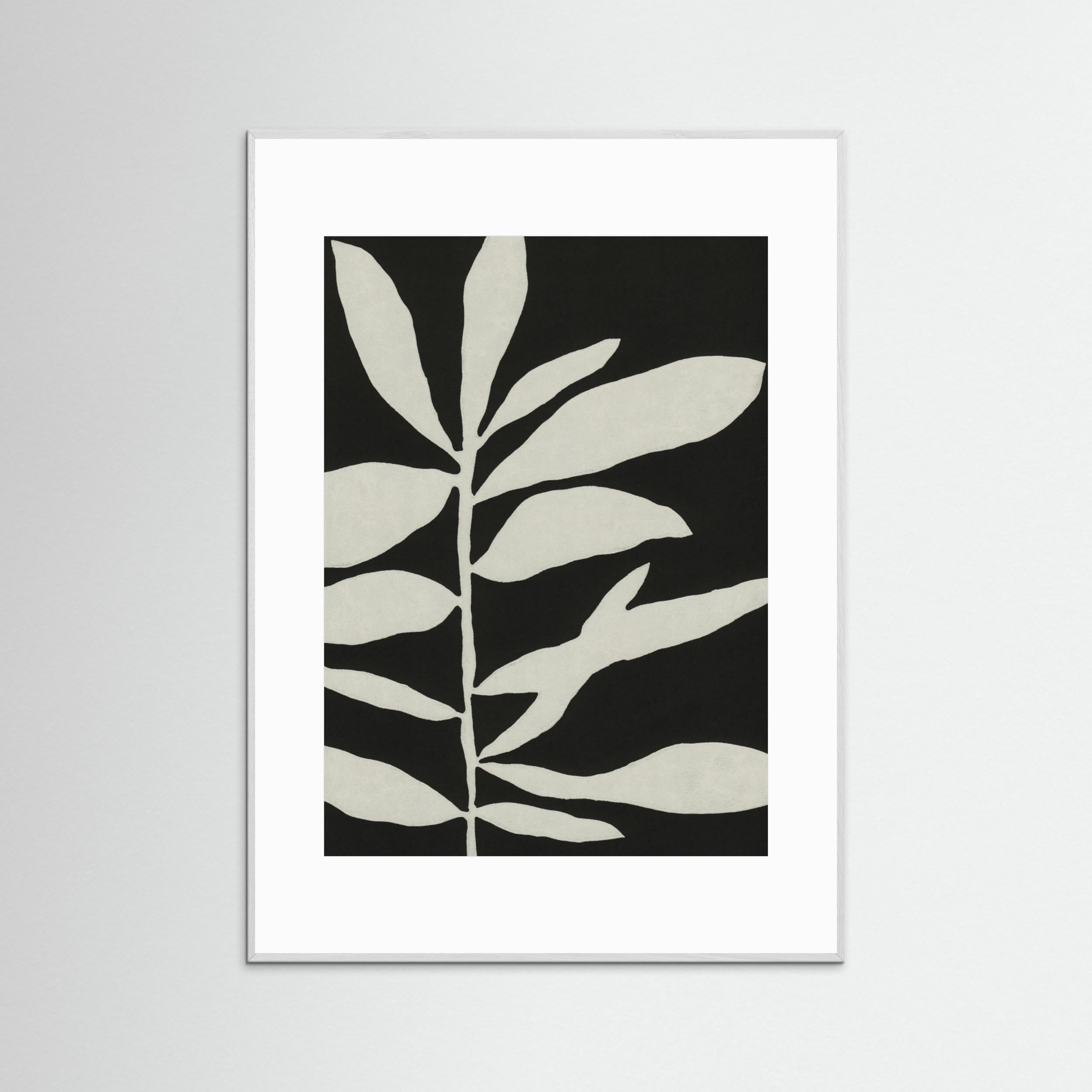 Linocut Branch 3 / White &amp; Black by Alisa Galitsyna - Fine Art Paper Print - dreamtprint.art - 14 x 21 cm / 5 x 8″ (A5)