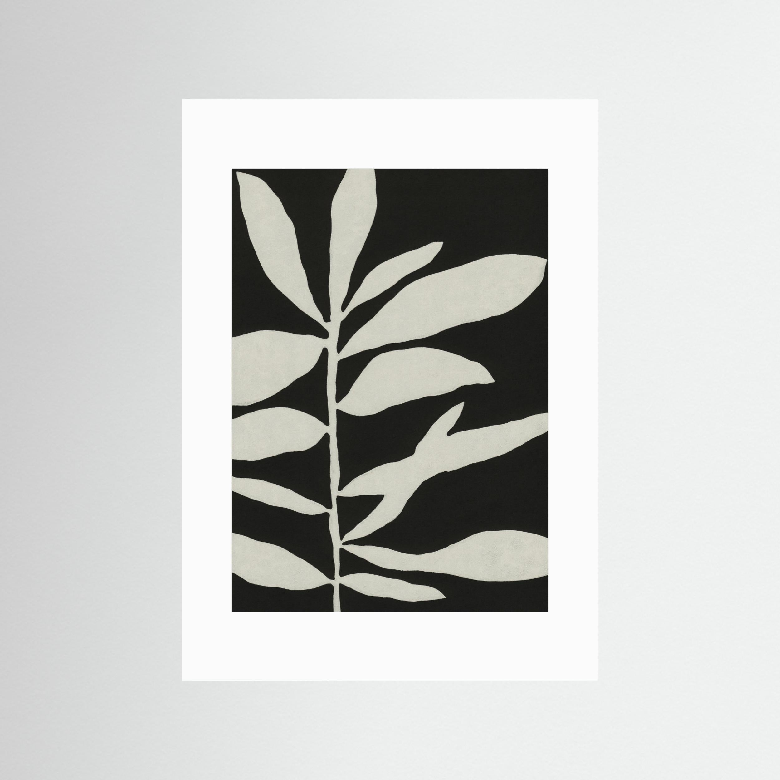 Linocut Branch 3 / White &amp; Black by Alisa Galitsyna - Fine Art Paper Print - dreamtprint.art - 14 x 21 cm / 5 x 8″ (A5)