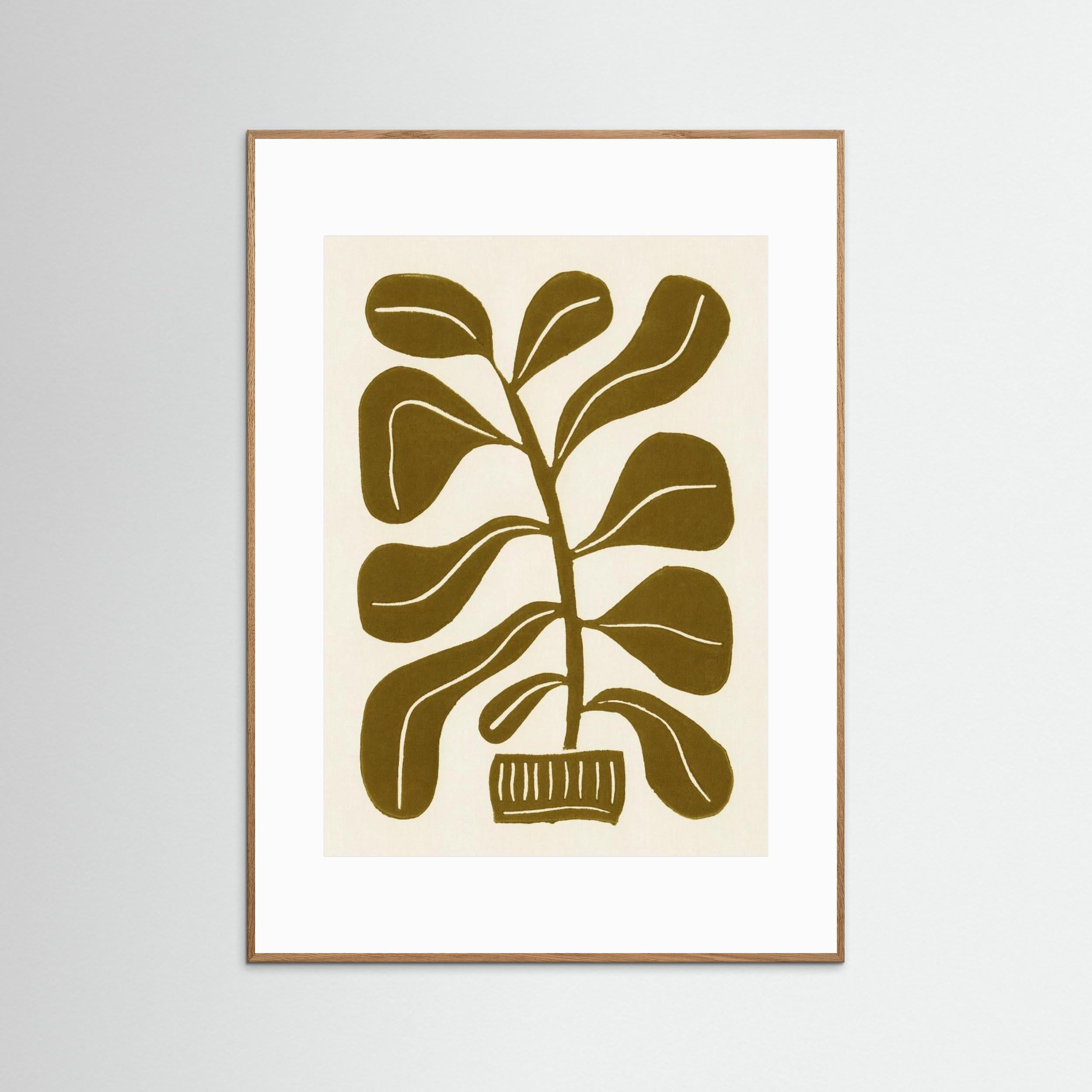 Linocut Houseplant 2 by Alisa Galitsyna - Fine Art Paper Print - dreamtprint.art - 14 x 21 cm / 5 x 8″ (A5)