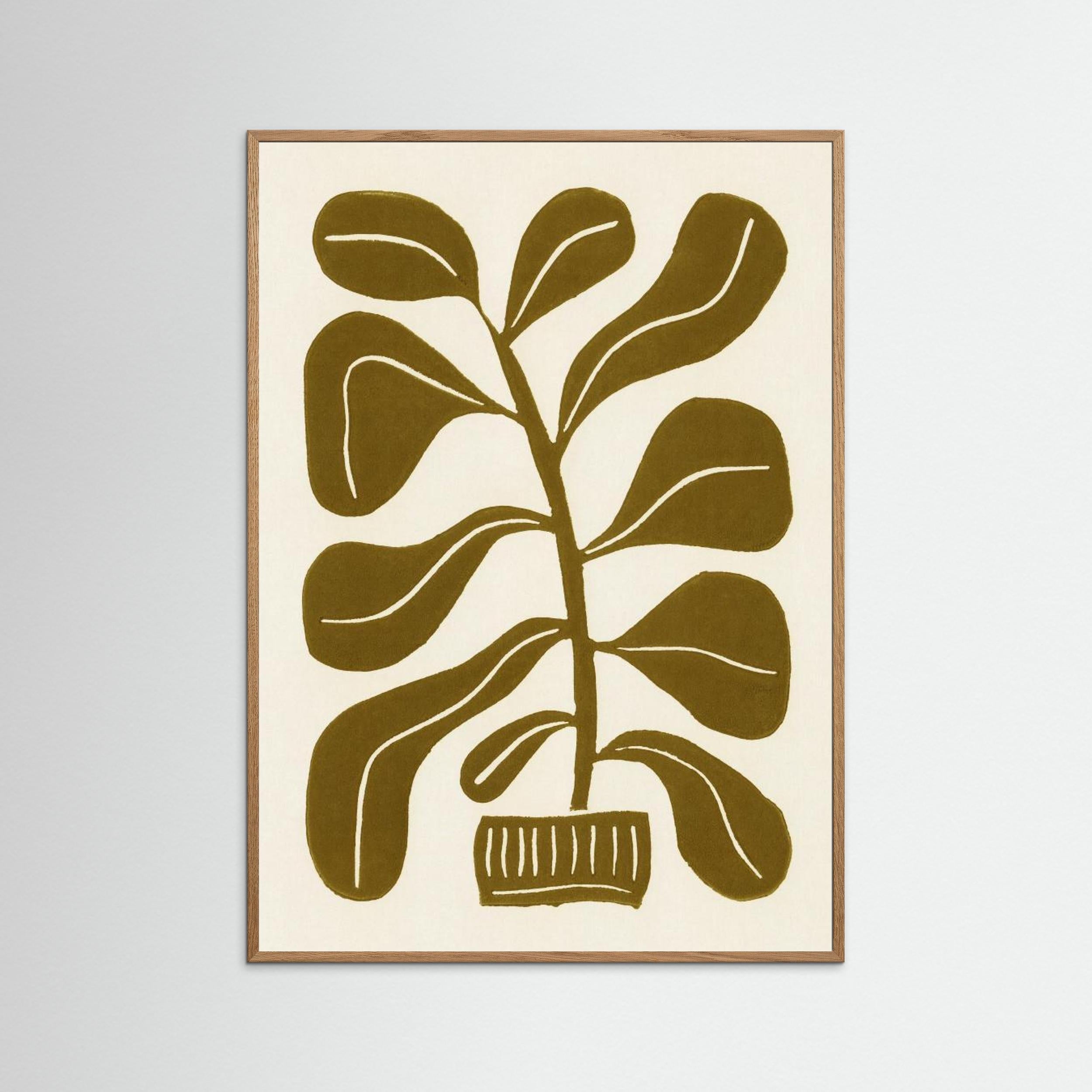 Linocut Houseplant 2 by Alisa Galitsyna - Fine Art Paper Print - dreamtprint.art - 14 x 21 cm / 5 x 8″ (A5)