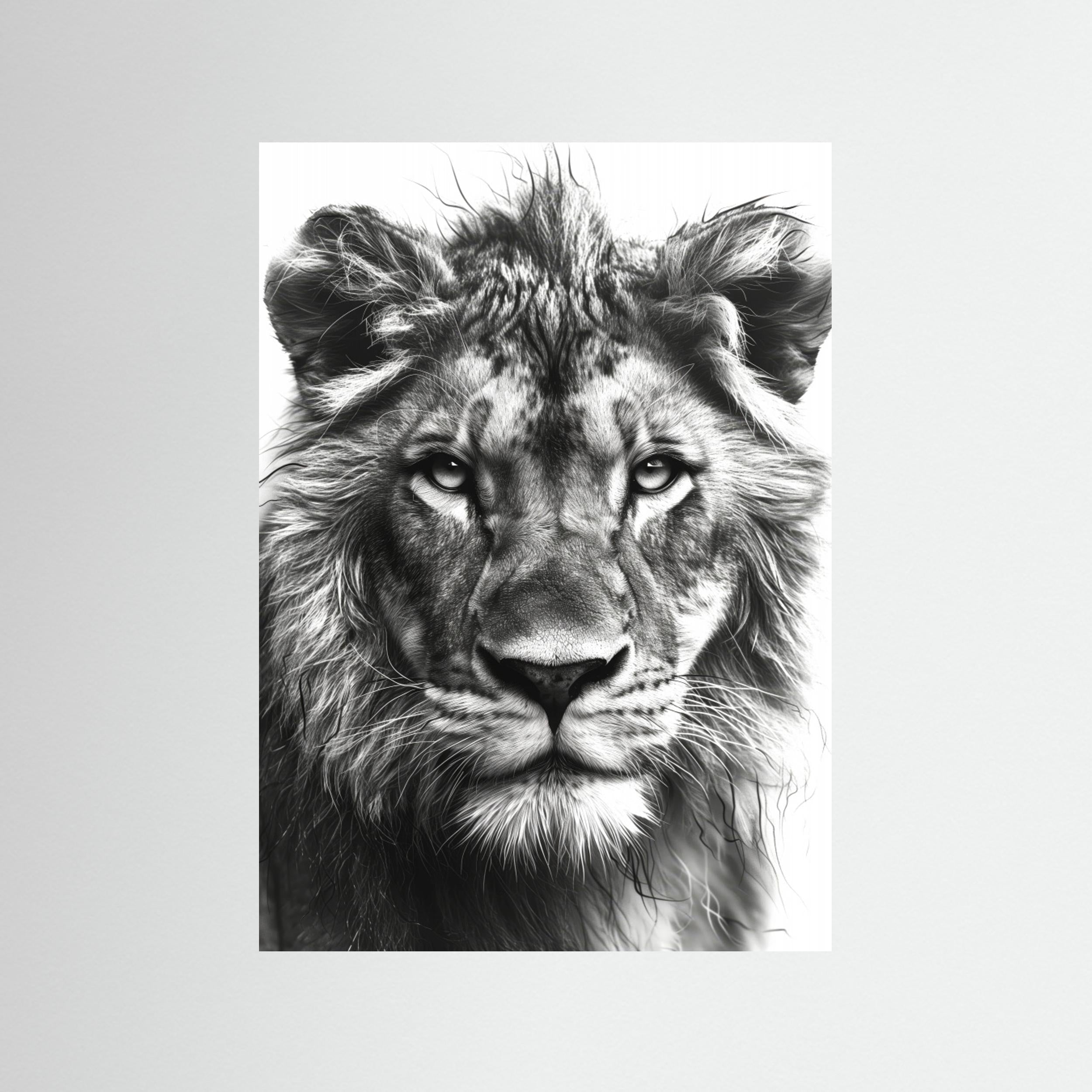 Lion Black and White by Justyna Jaszke - Fine Art Paper Print - dreamtprint.art - 14 x 21 cm / 5 x 8″ (A5)