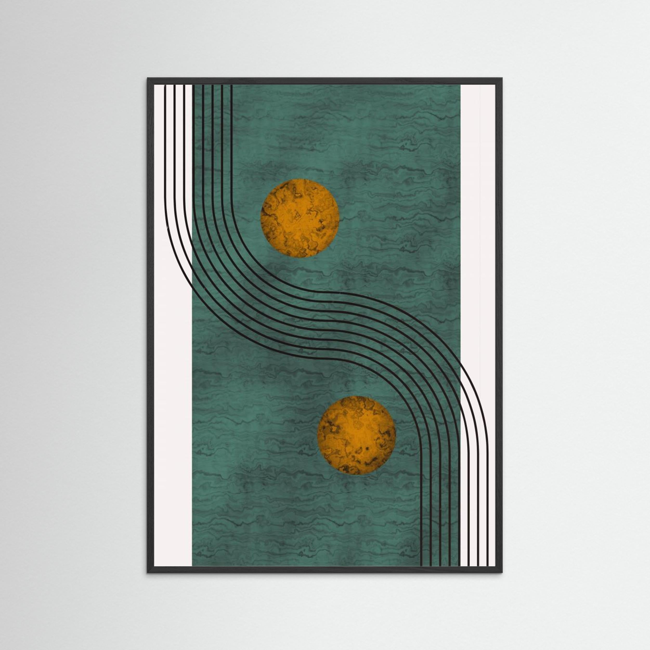 Aquamarine Marble With Golden Sphere by Little Dean