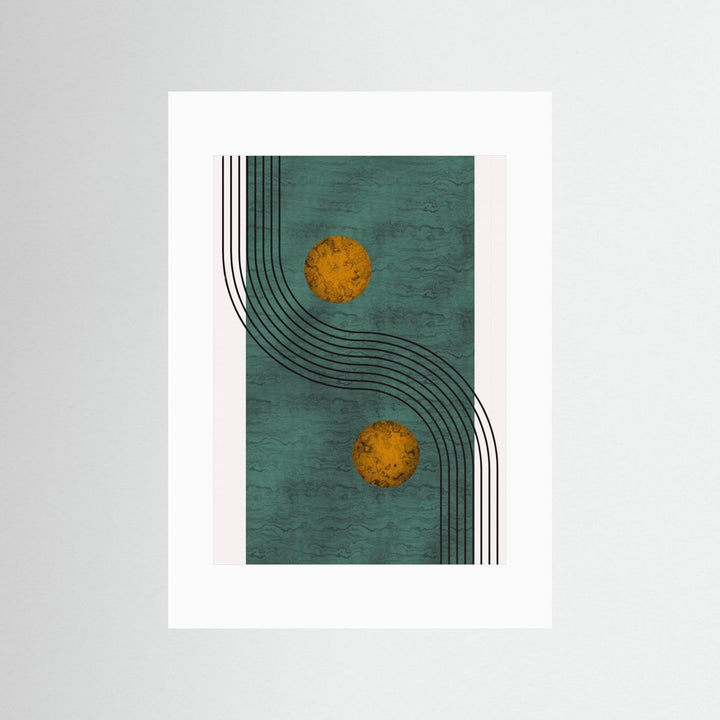 Aquamarine Marble With Golden Sphere by Little Dean