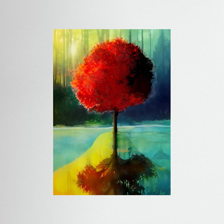 Red Tree Reflected by Ruth Day