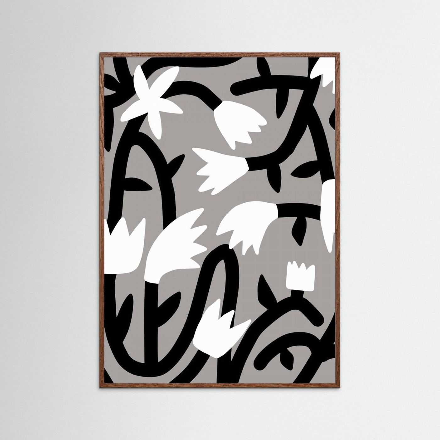 Black and White Bloom Vine by Little Dean