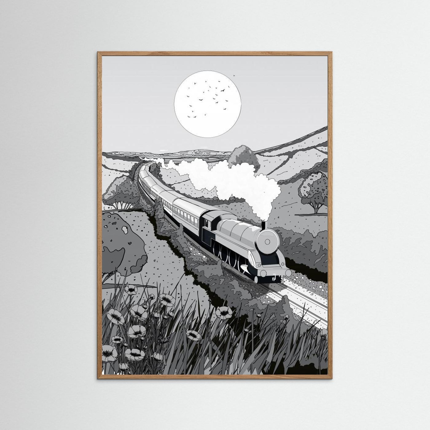 Train Black and White by Nicholas