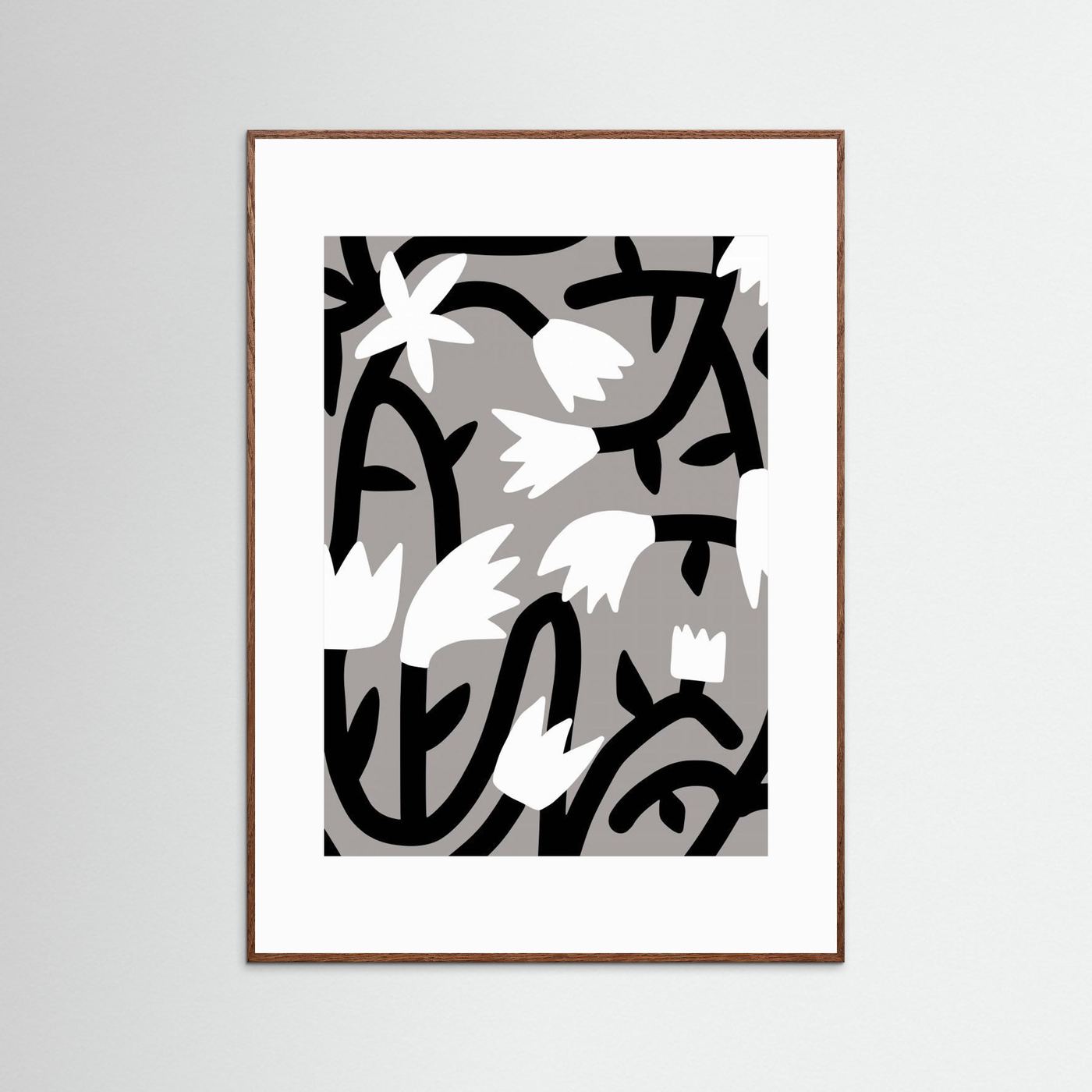 Black and White Bloom Vine by Little Dean
