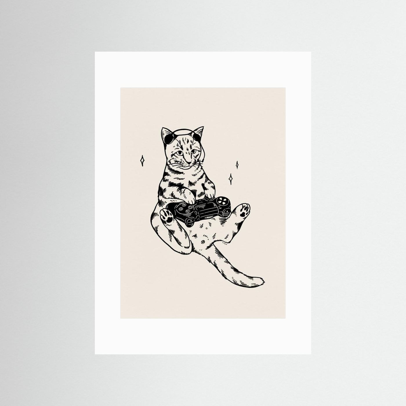 Gaming Cat in black by Tara Royle