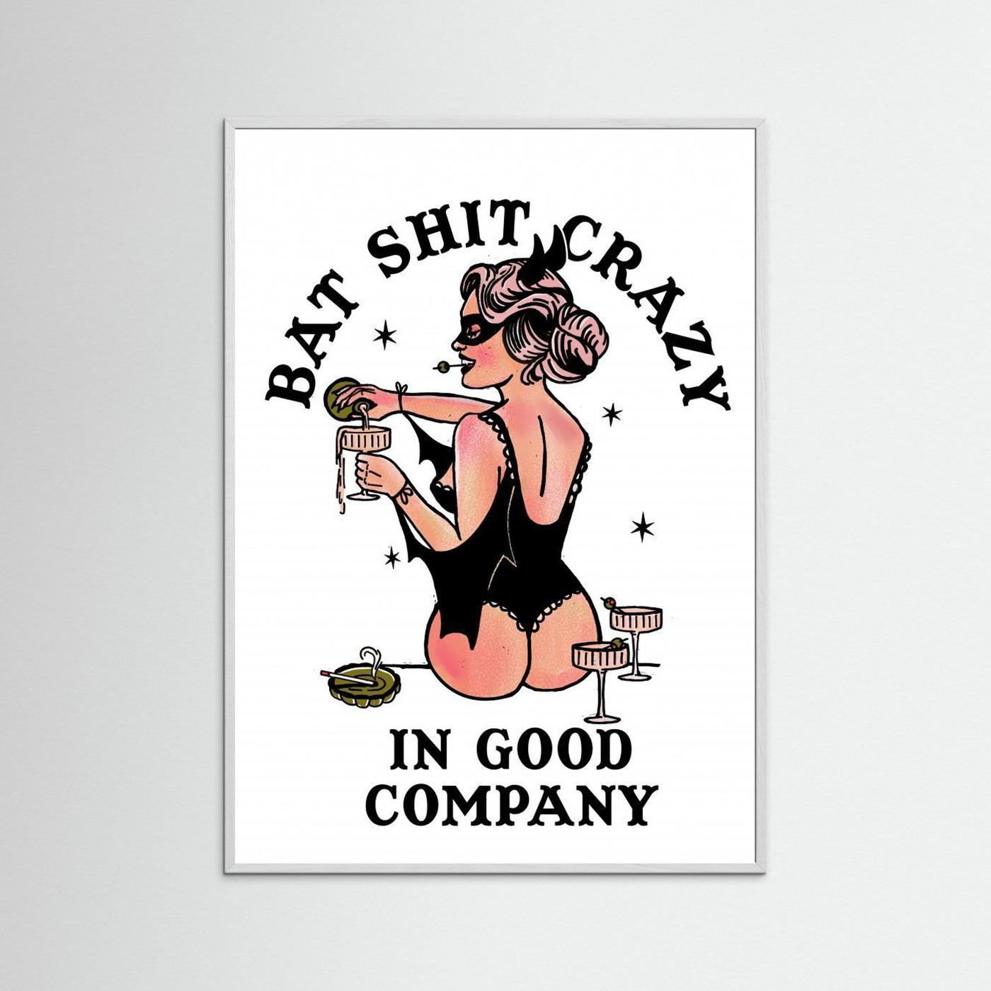 Bat Shit Crazy Funny Pin-Up Art by The Whiskey Ginger