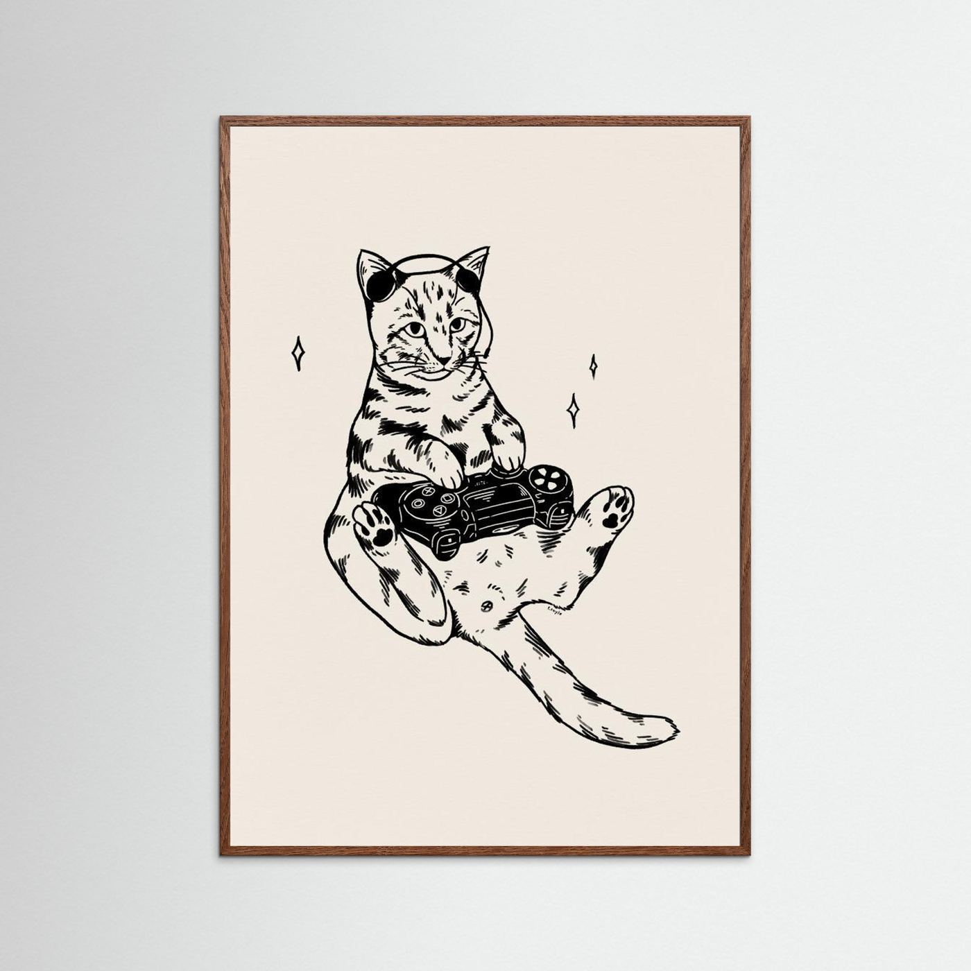 Gaming Cat in black by Tara Royle