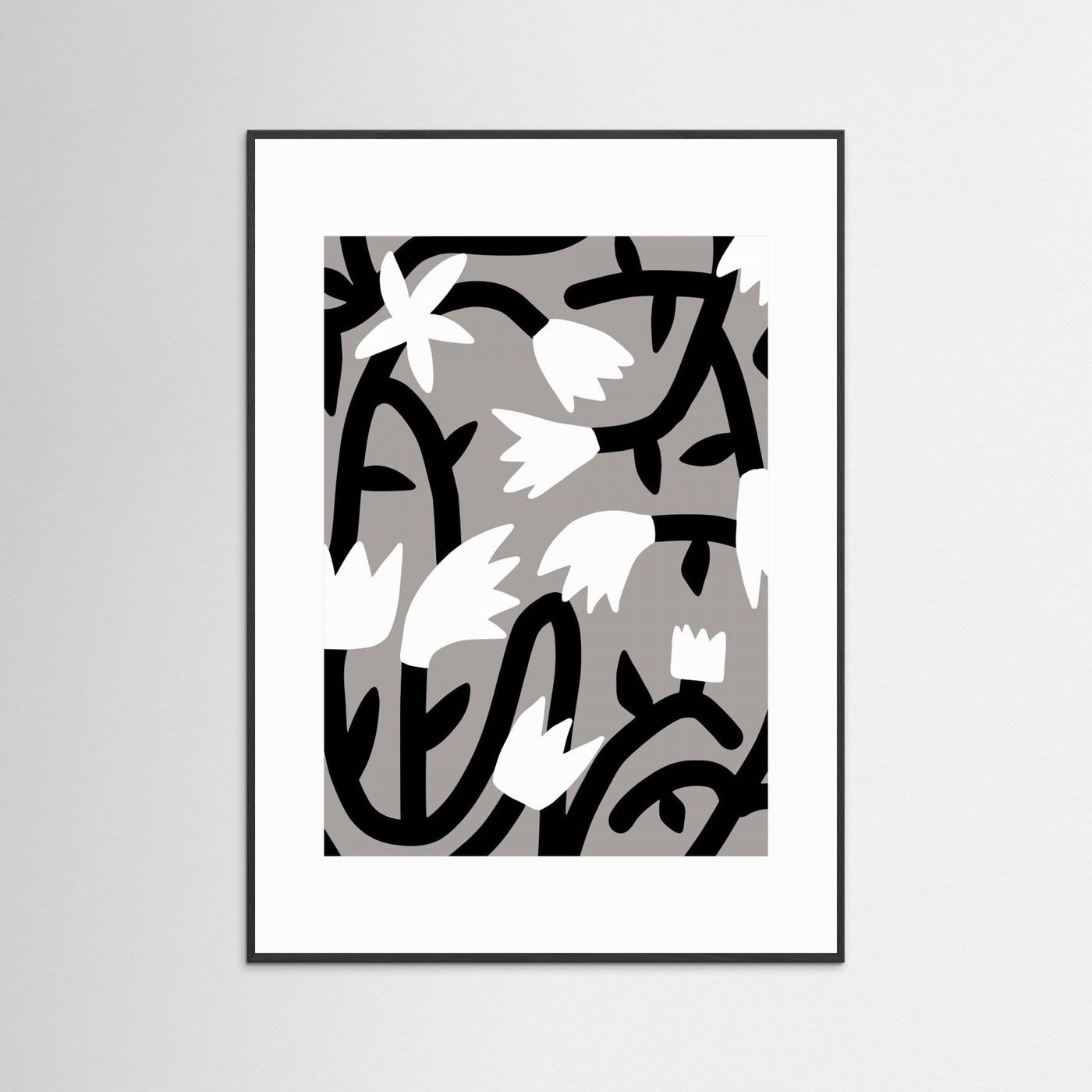 Black and White Bloom Vine by Little Dean