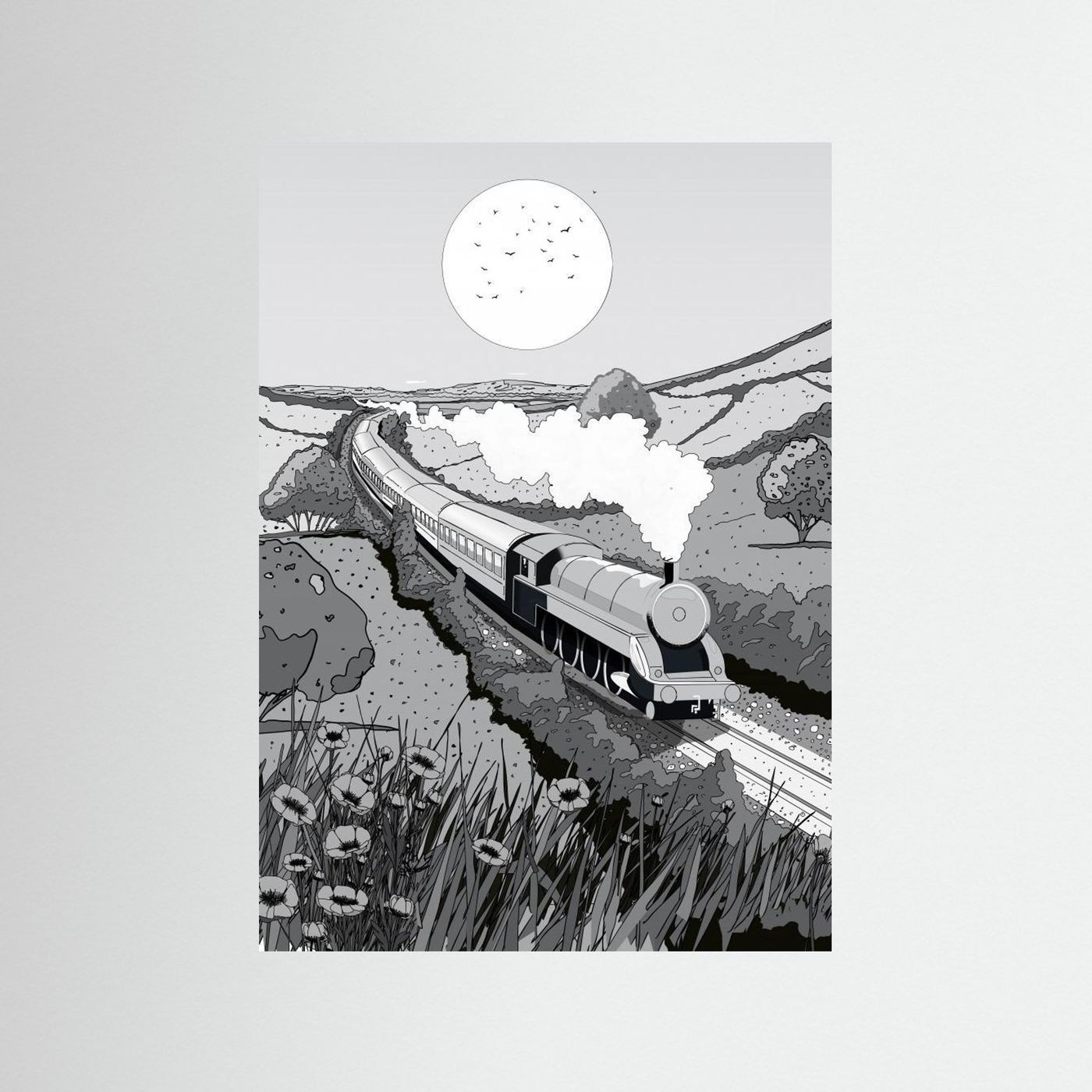 Train Black and White by Nicholas