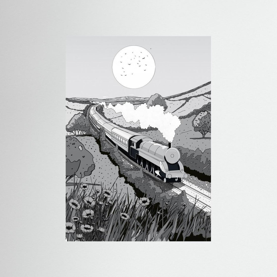 Train Black and White by Nicholas