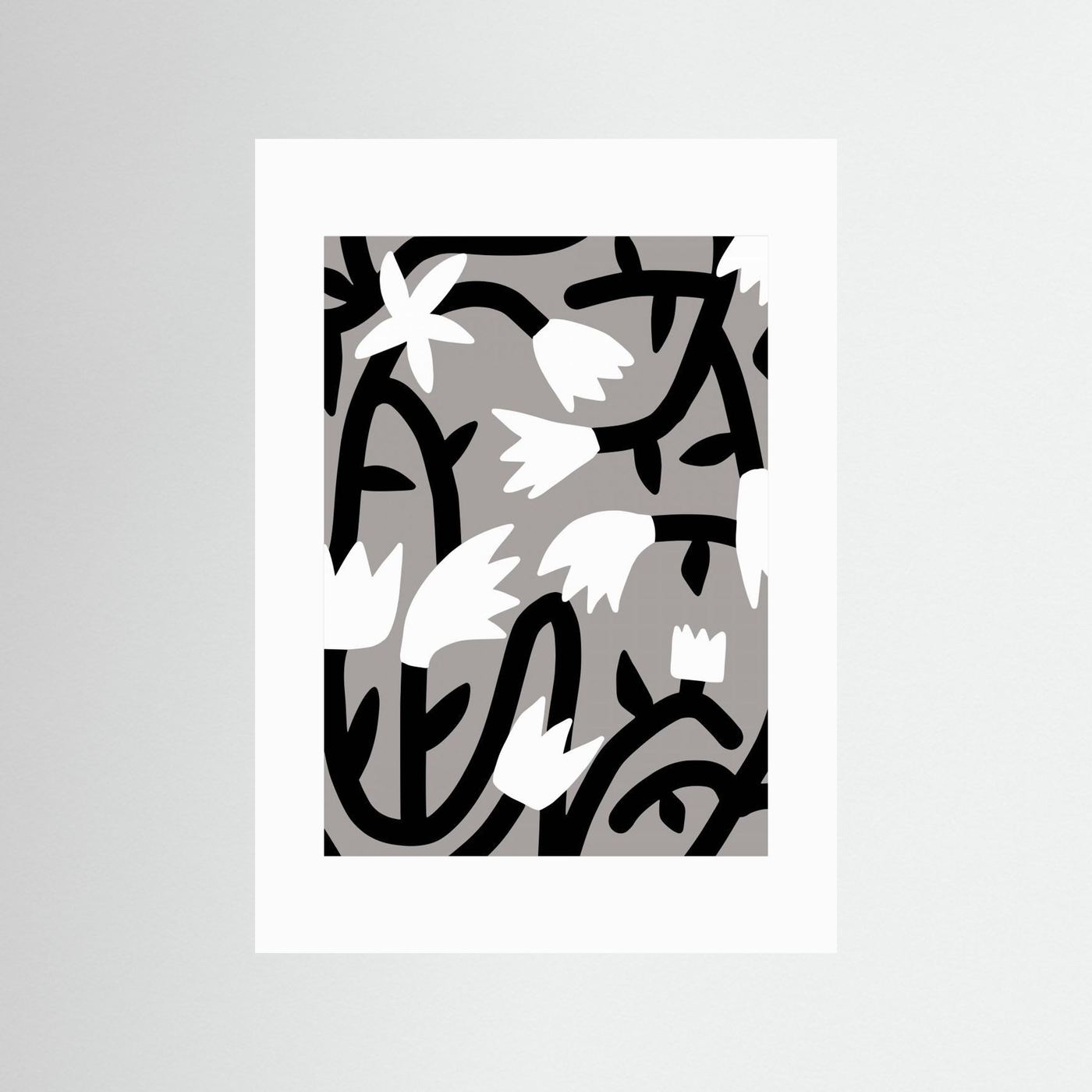Black and White Bloom Vine by Little Dean