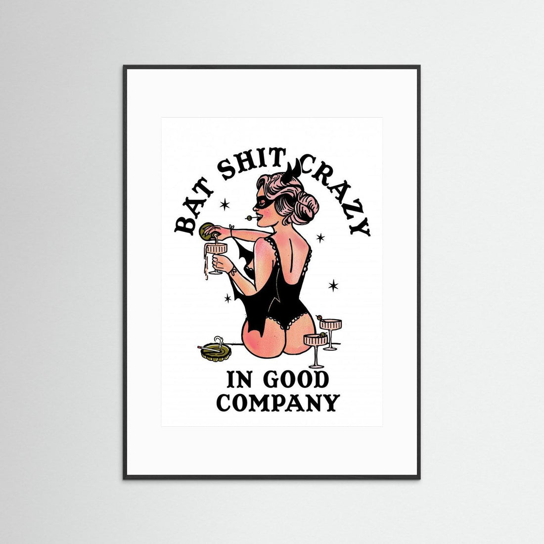 Bat Shit Crazy Funny Pin-Up Art by The Whiskey Ginger