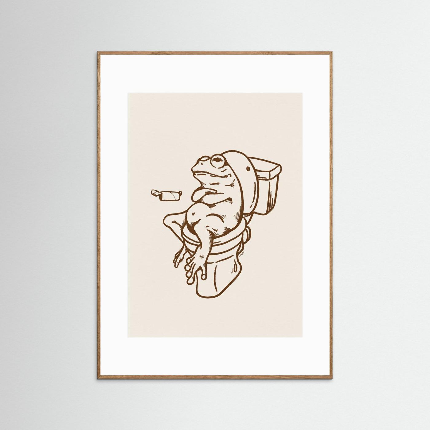 Frog on Toilet - The Empty Roll Funny Art Print by Tara Royle