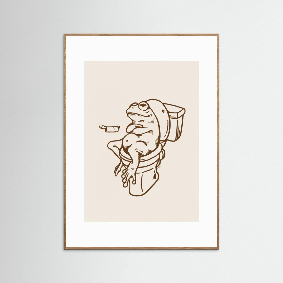 Frog on Toilet - The Empty Roll Funny Art Print by Tara Royle