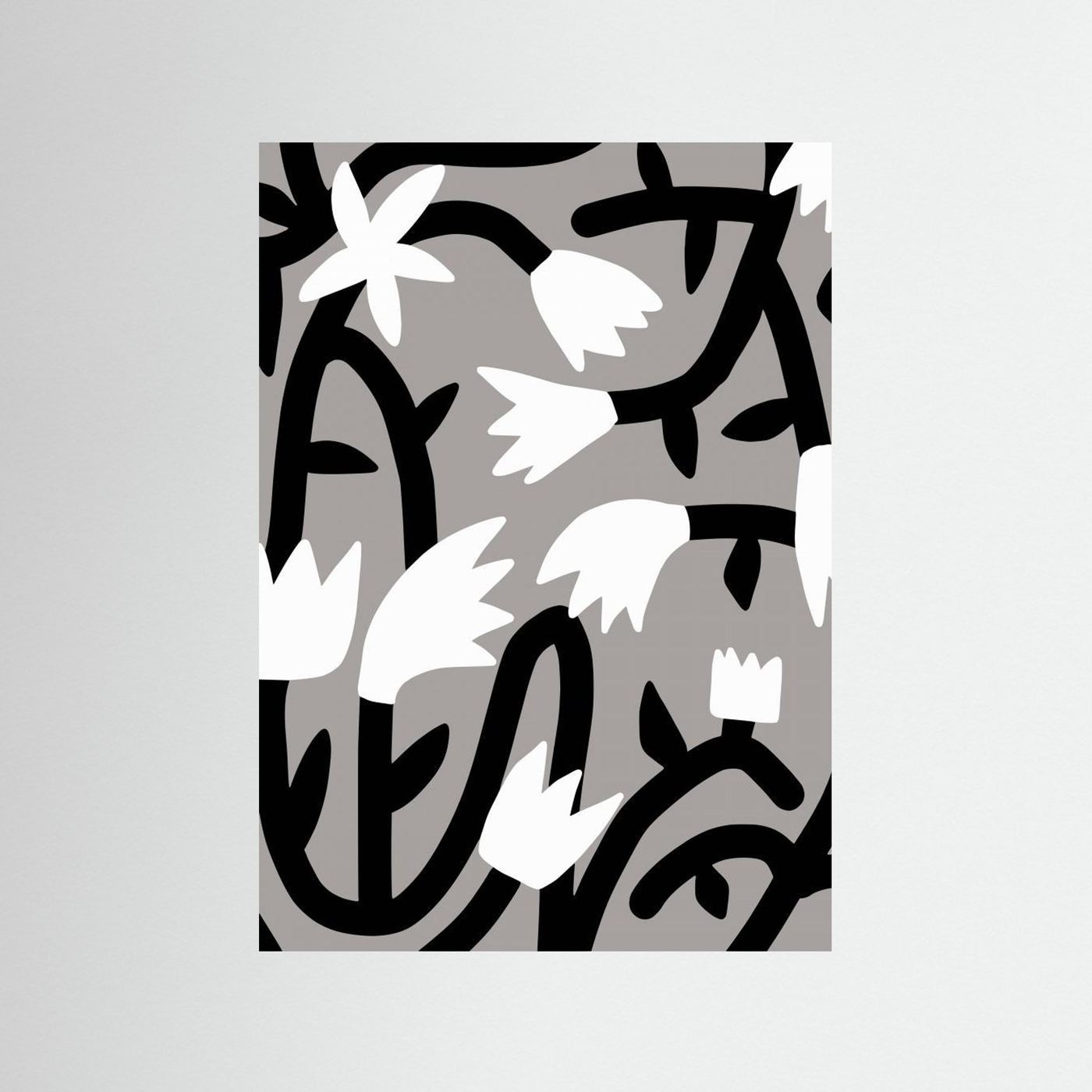Black and White Bloom Vine by Little Dean