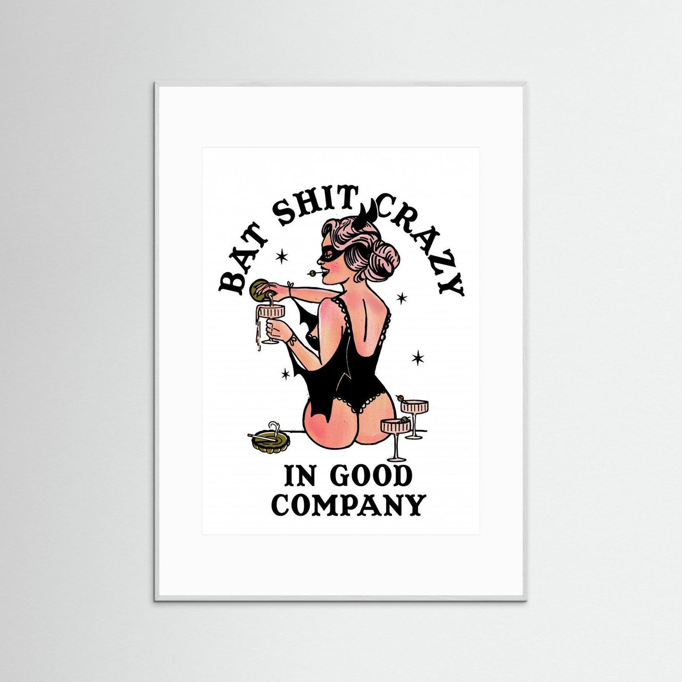 Bat Shit Crazy Funny Pin-Up Art by The Whiskey Ginger