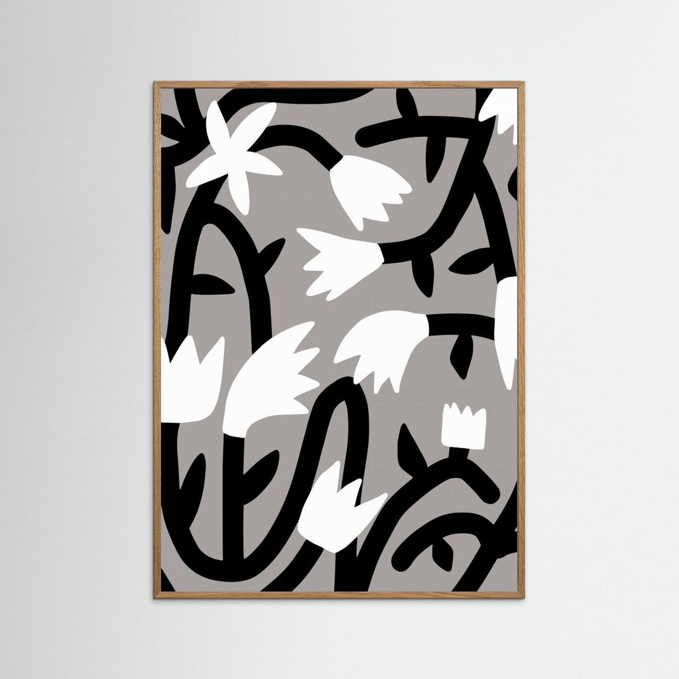 Black and White Bloom Vine by Little Dean