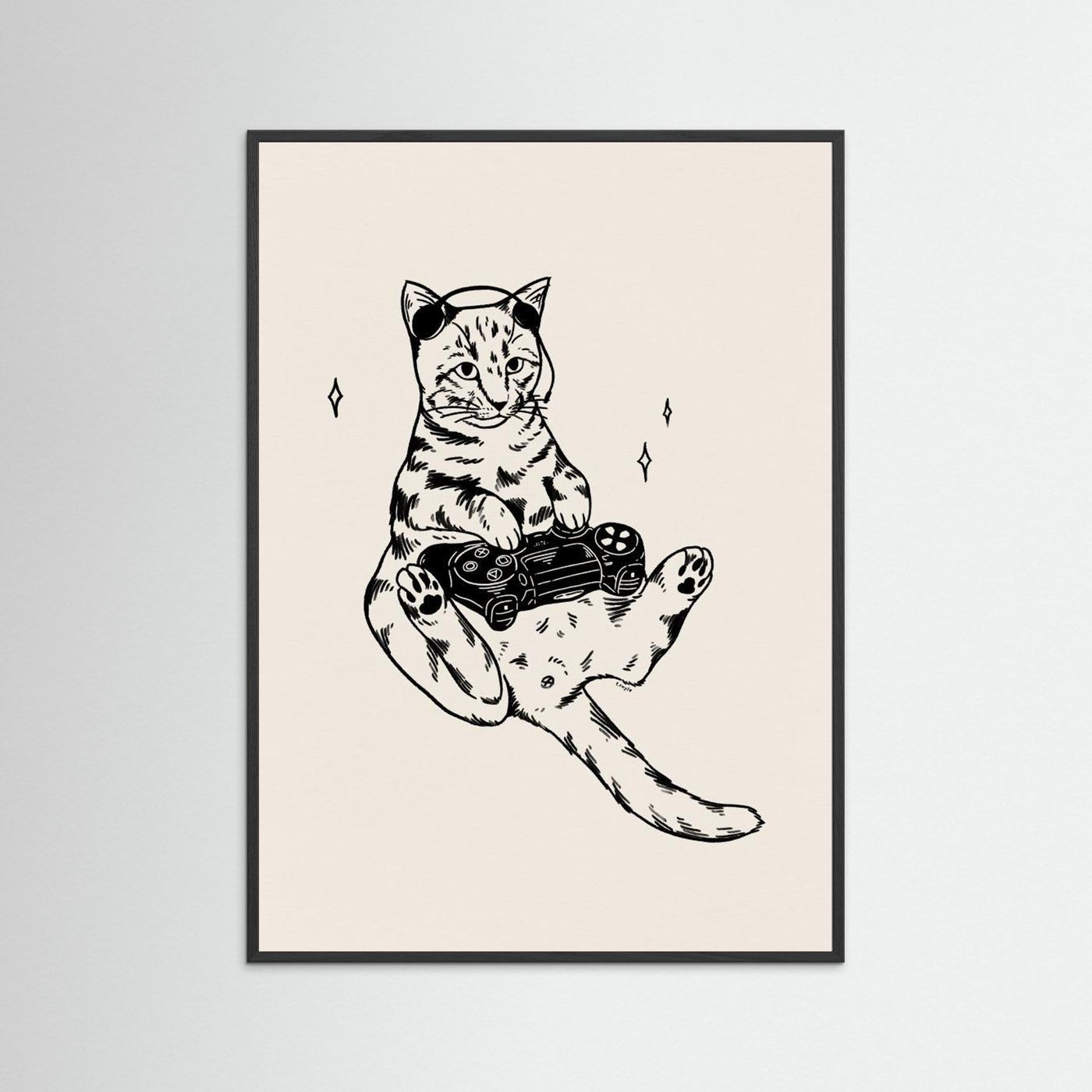 Gaming Cat in black by Tara Royle