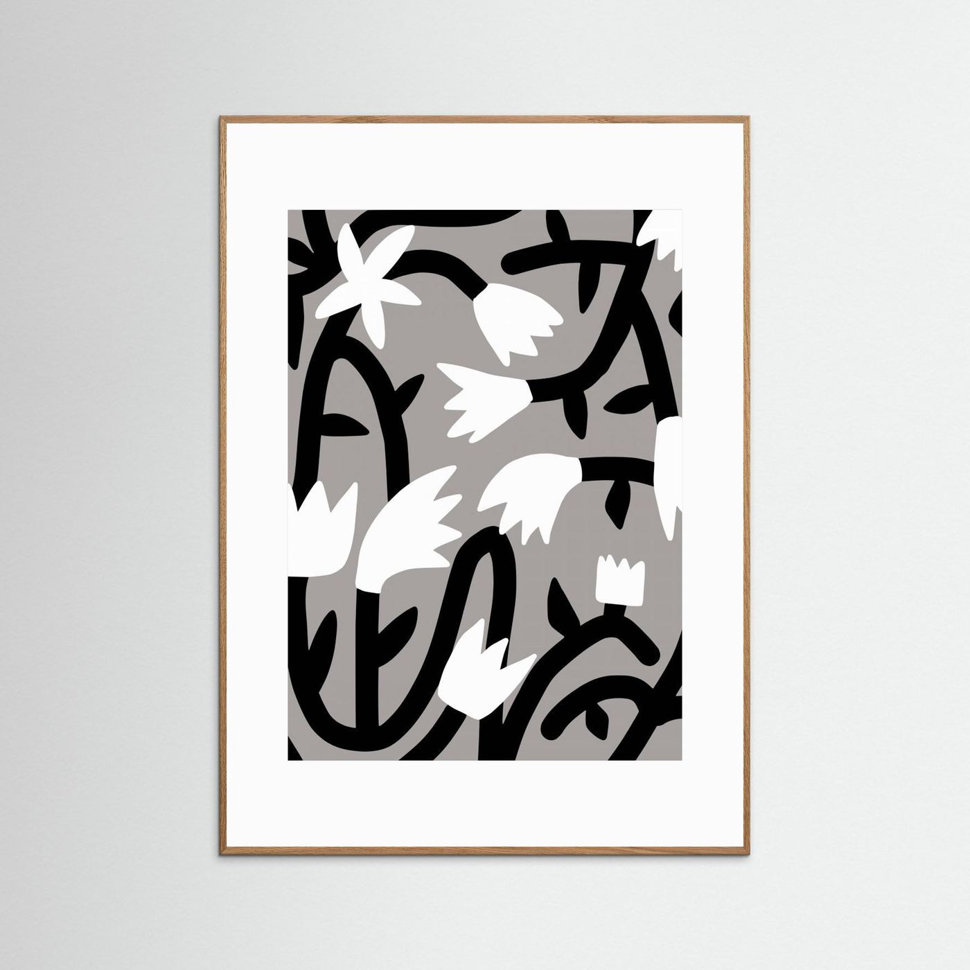 Black and White Bloom Vine by Little Dean
