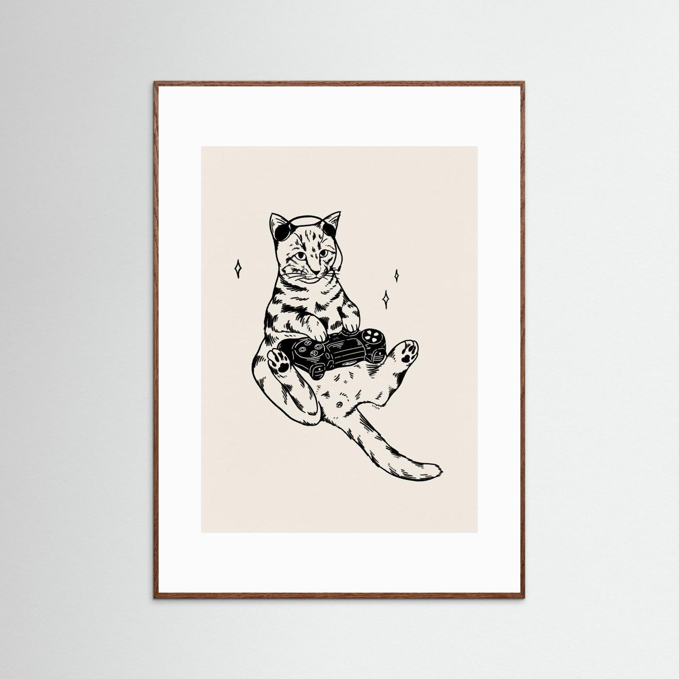 Gaming Cat in black by Tara Royle