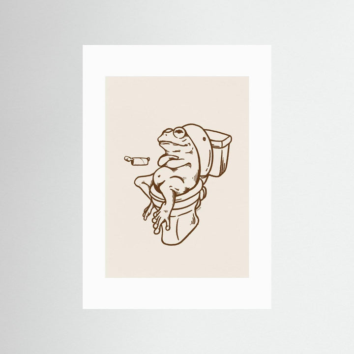 Frog on Toilet - The Empty Roll Funny Art Print by Tara Royle
