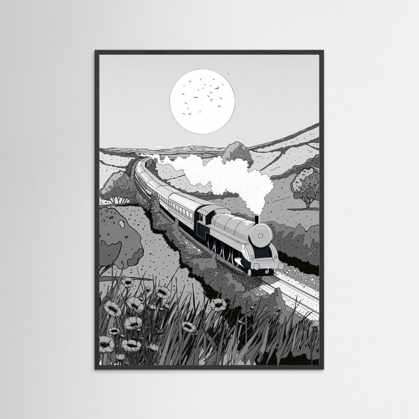 Train Black and White by Nicholas